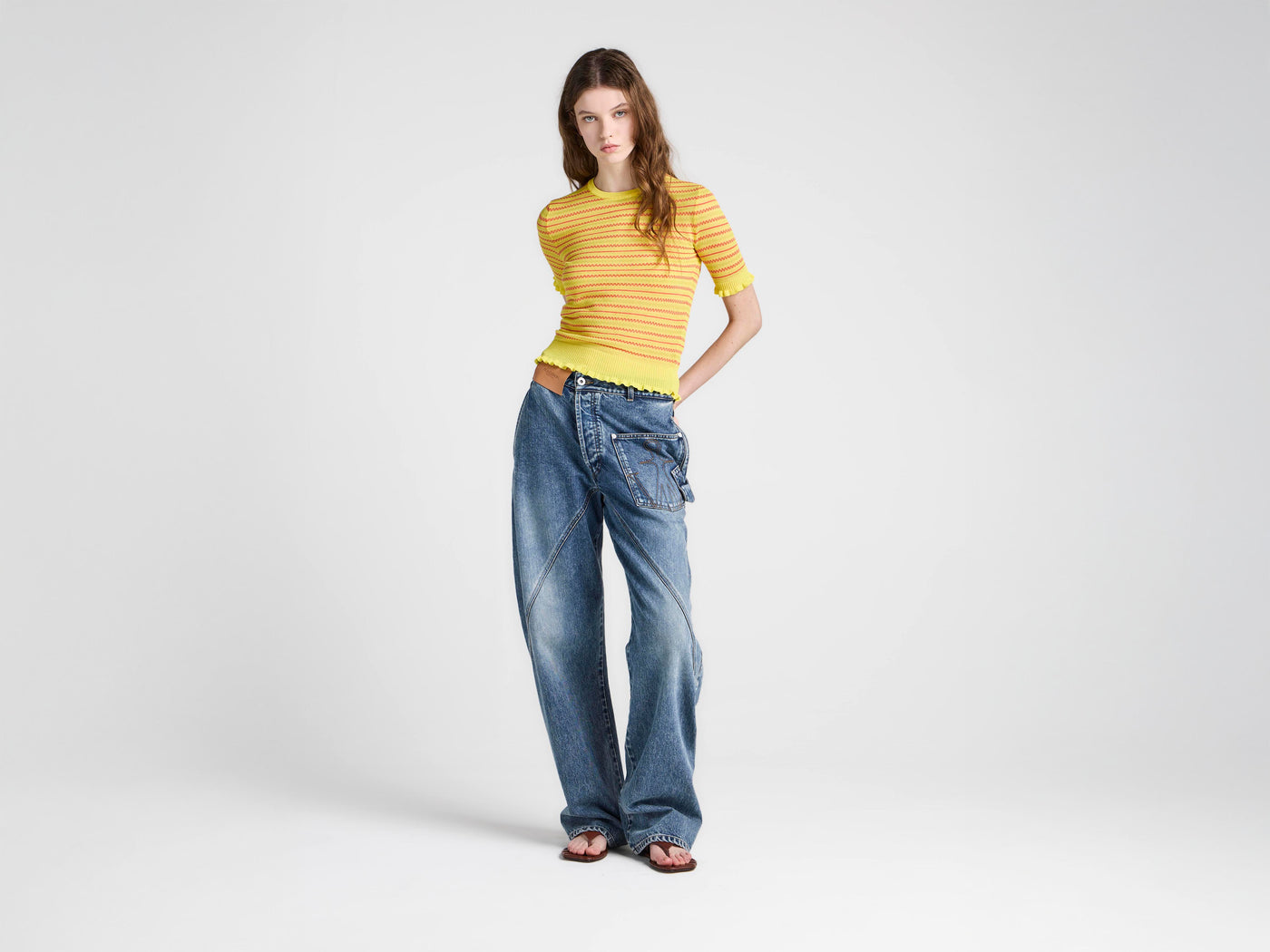 WOMENS SHEER FAIRISLE TOP IN SOFT LEMON