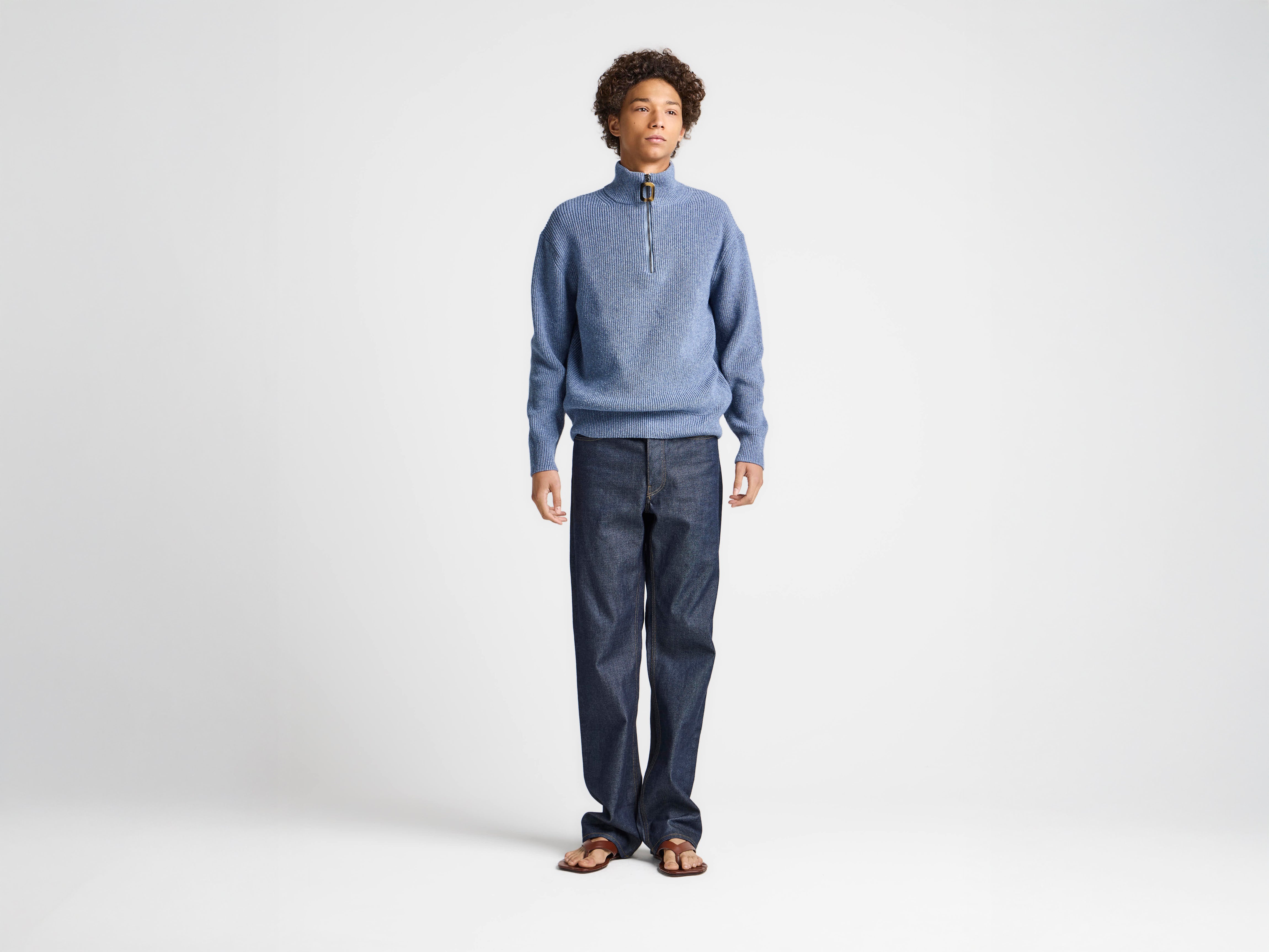MENS HALF ZIP JUMPER IN SMOKE BLUE in SMOKE BLUE