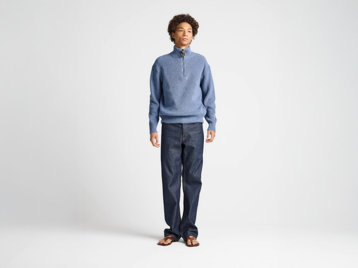 MENS HALF ZIP JUMPER IN SMOKE BLUE in SMOKE BLUE 
