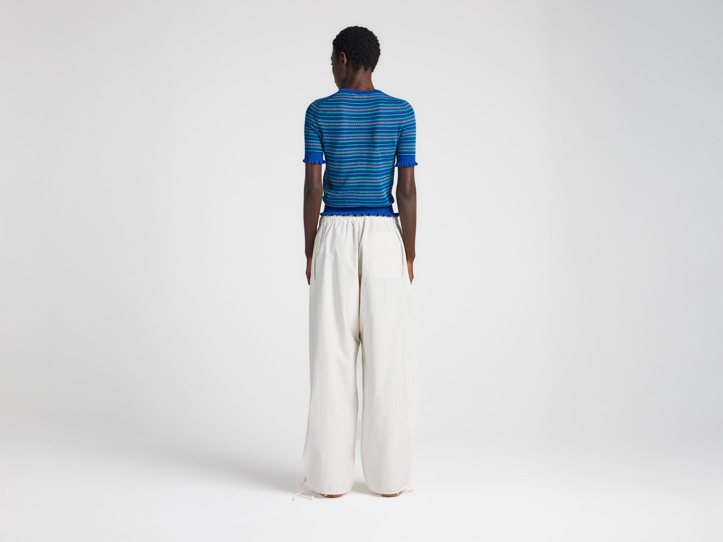 WOMENS SHEER FAIRISLE TOP IN COBALT