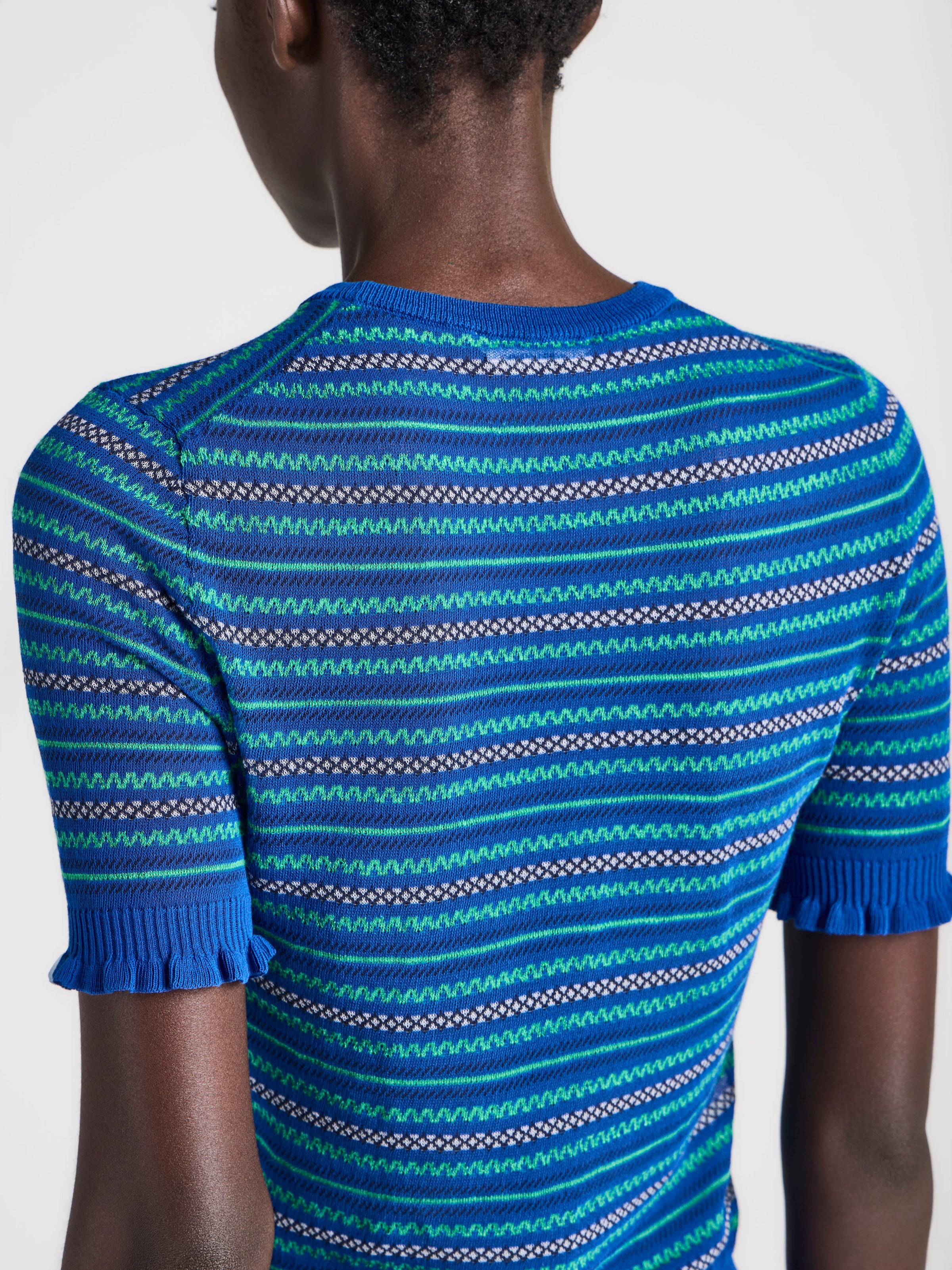 WOMENS SHEER FAIRISLE TOP IN COBALT
