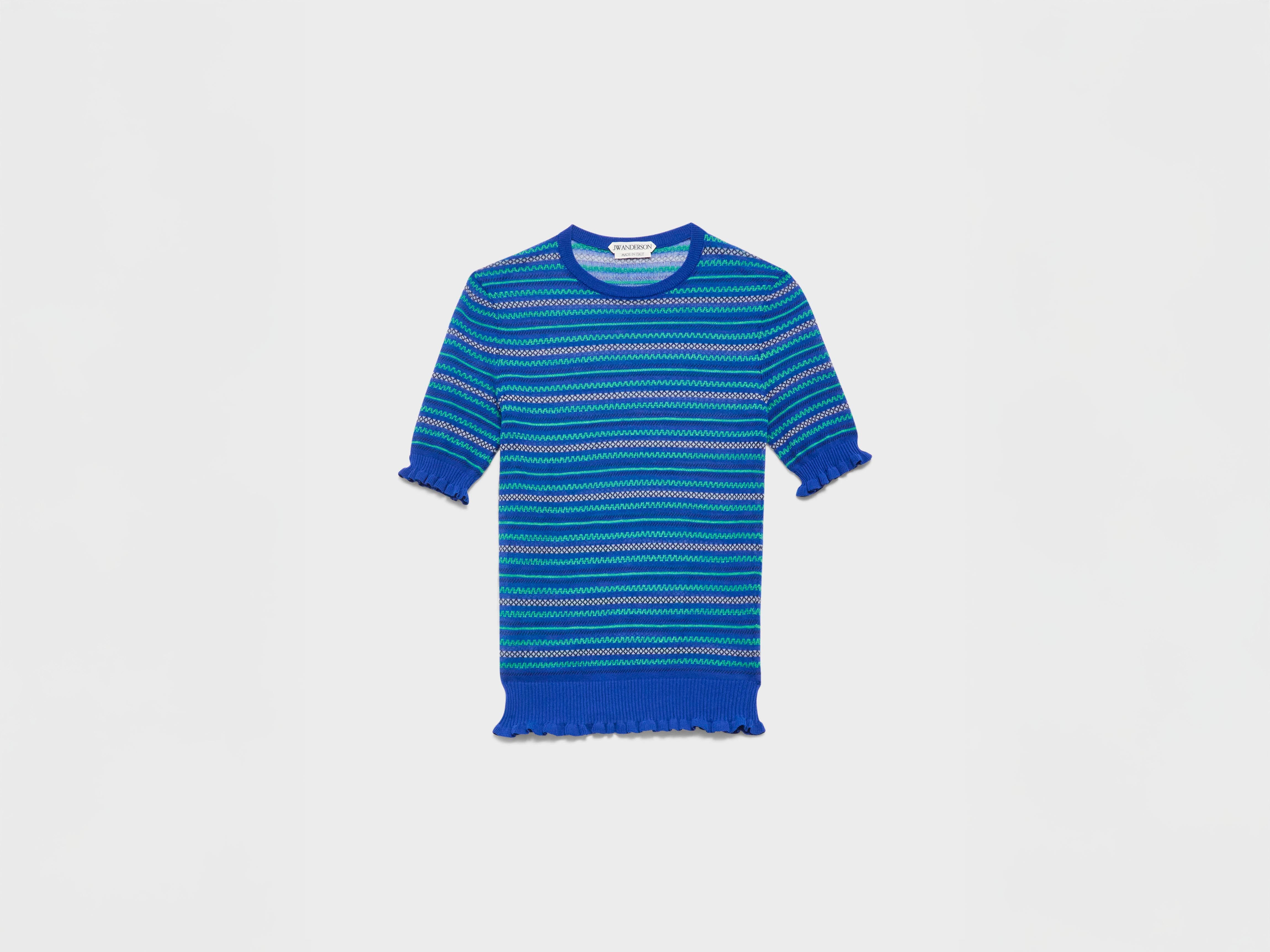 WOMENS SHEER FAIRISLE TOP IN COBALT in COBALT KW1540YN0501850XXS