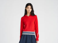 WOMENS CONTRAST TRIM V-NECK JUMPER IN RED