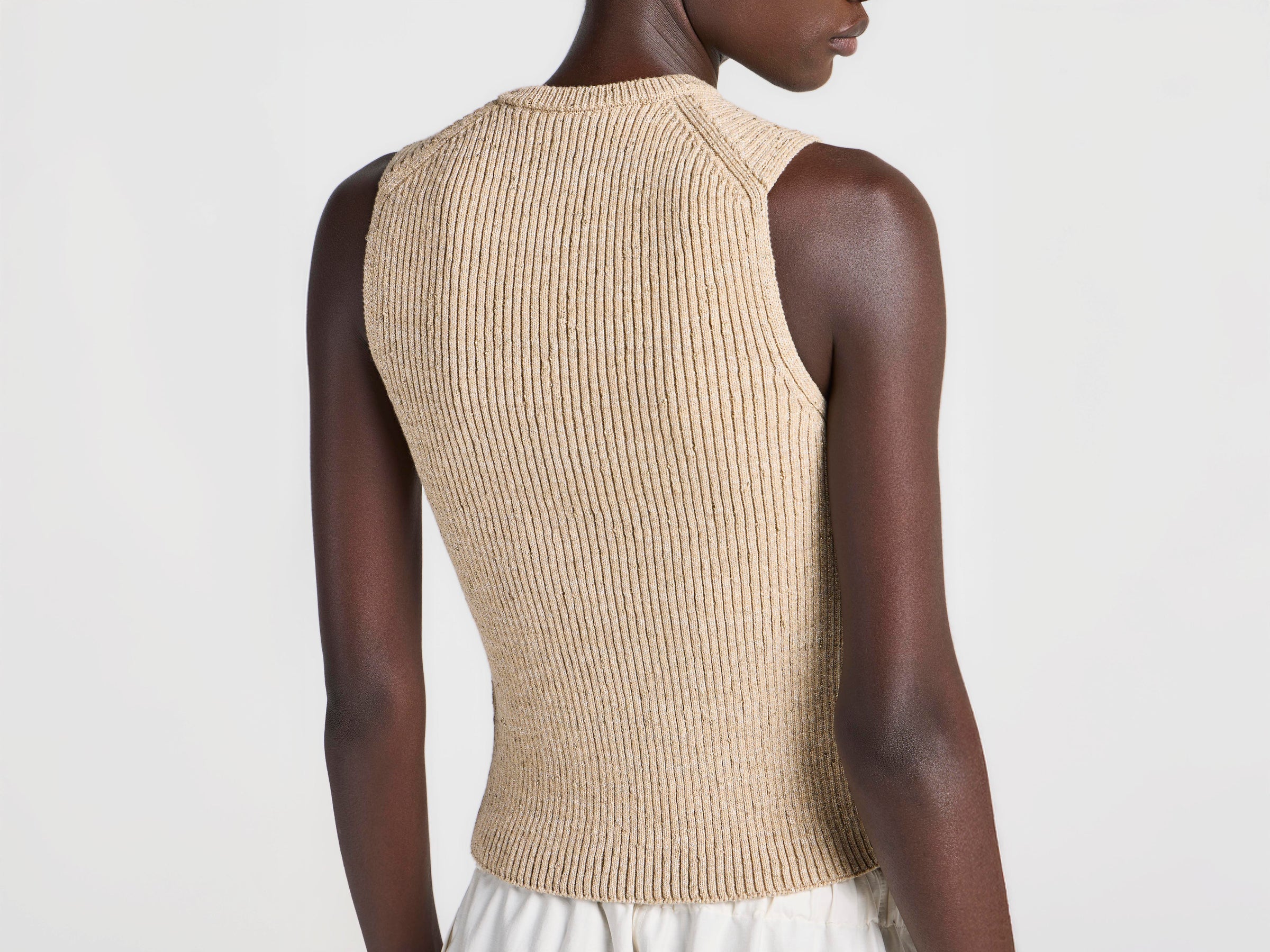WOMENS ZIPPED TANK TOP IN SAND