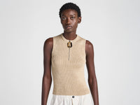 WOMENS ZIPPED TANK TOP IN SAND