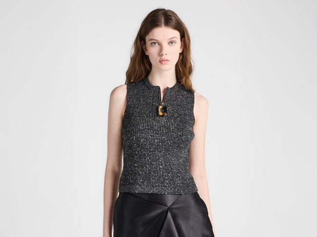 WOMENS ZIPPED TANK TOP IN BLACK