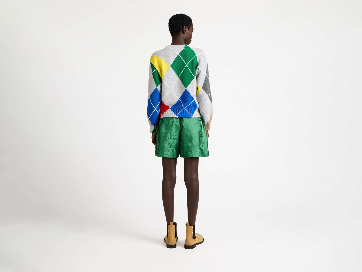 jwa x pringle crew neck jumper mid grey melange Model Back 3