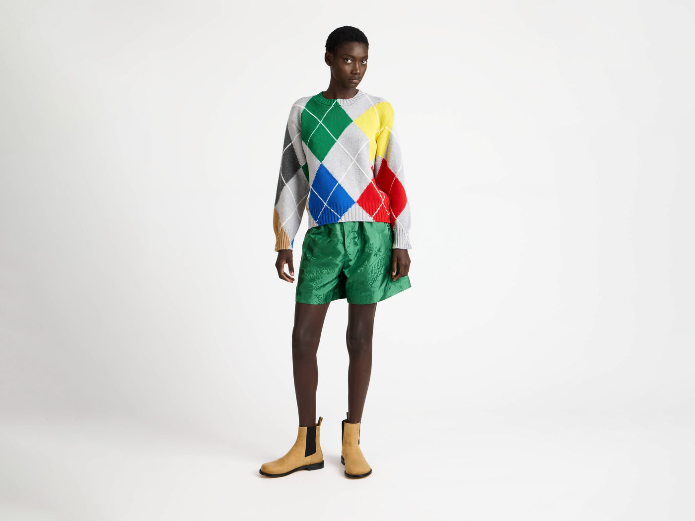 jwa x pringle crew neck jumper mid grey melange Model Front 5