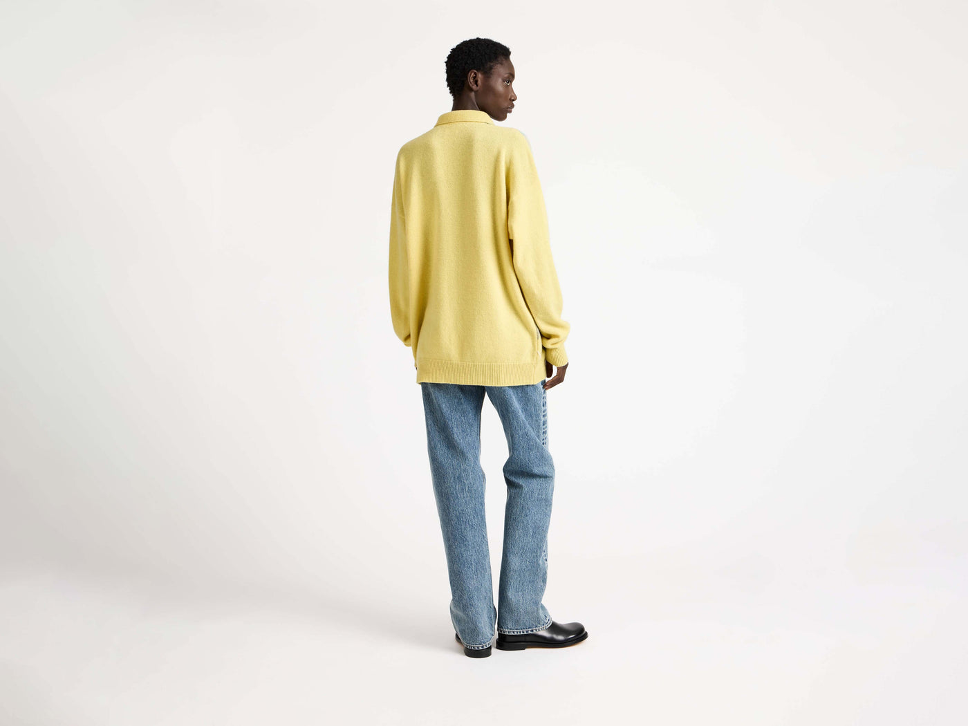 WOMENS JW ANDERSON X PRINGLE KNITTED ARGYLE POLO TOP IN SOFT YELLOW