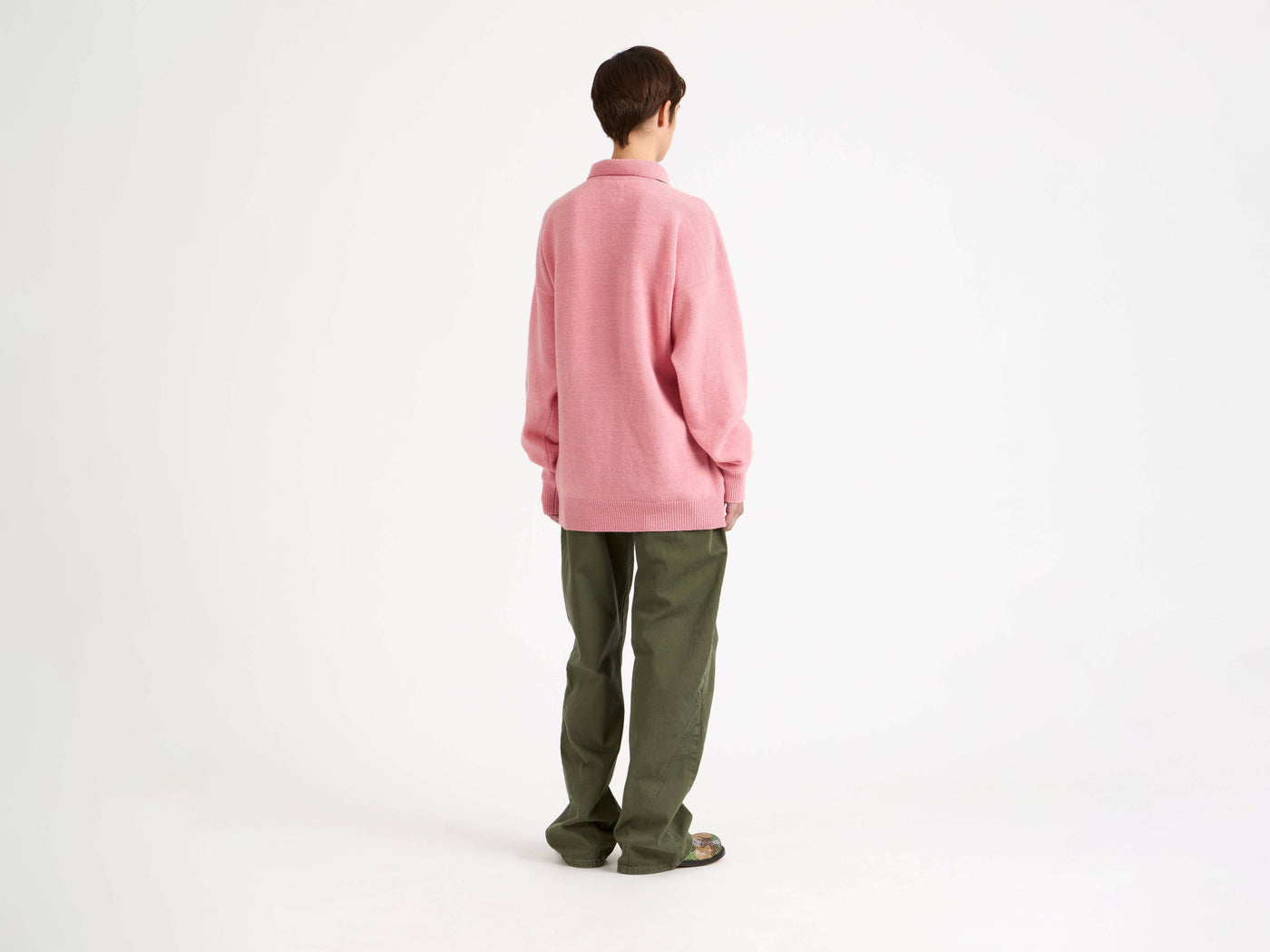 WOMENS JW ANDERSON X PRINGLE KNITTED ARGYLE POLO TOP IN BUBBLEGUM