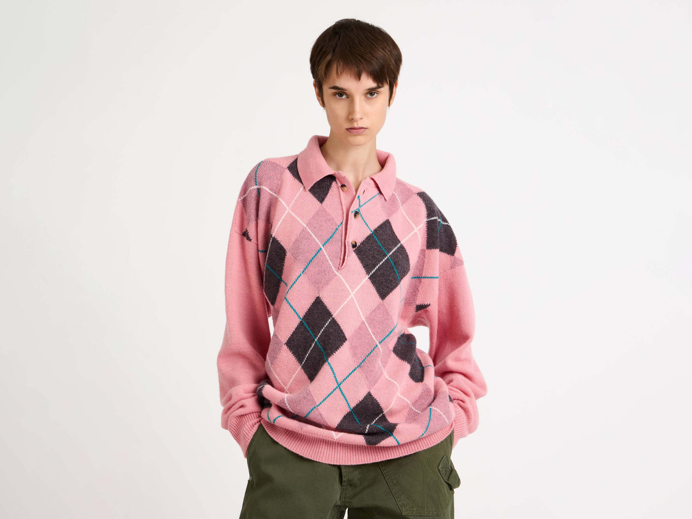 CL_JWA X PRINGLE POLO - BUBBLEGUM_KW1551YN0470