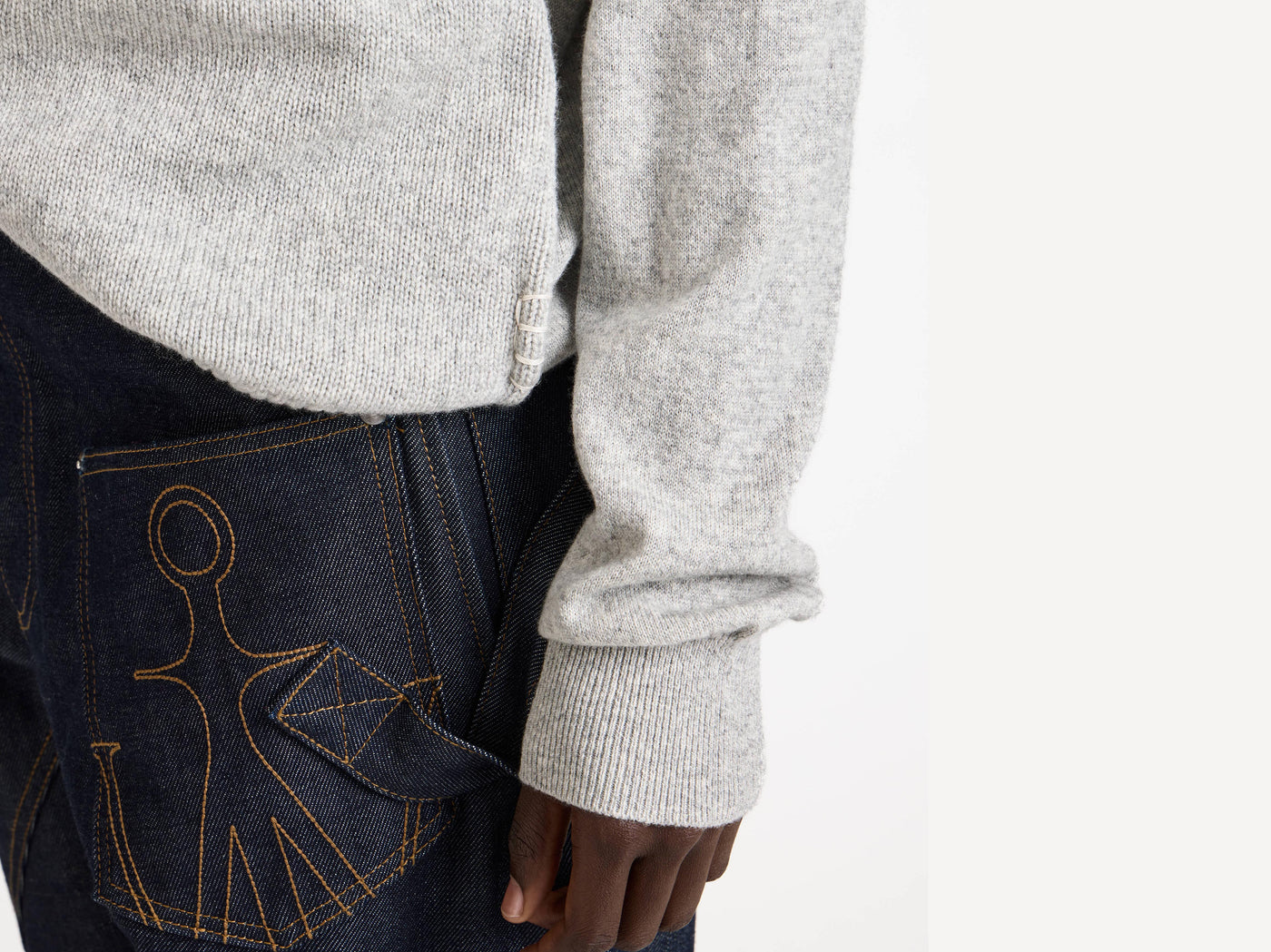 raglan jumper mid grey melange 1 Model Detail 2