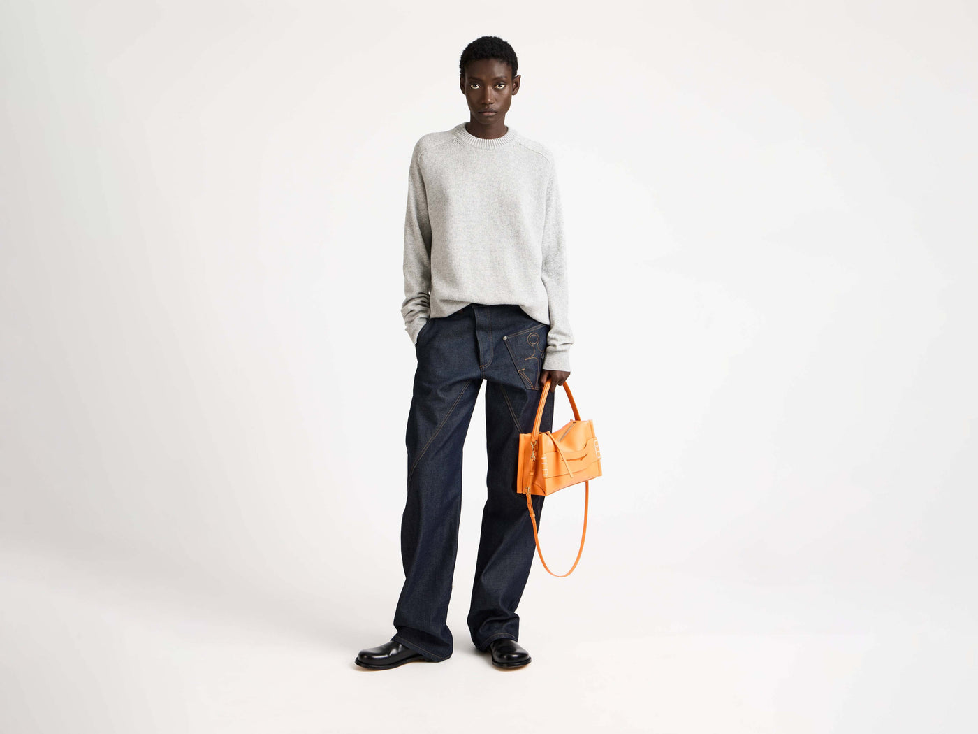 raglan jumper mid grey melange 1 Model Front 4