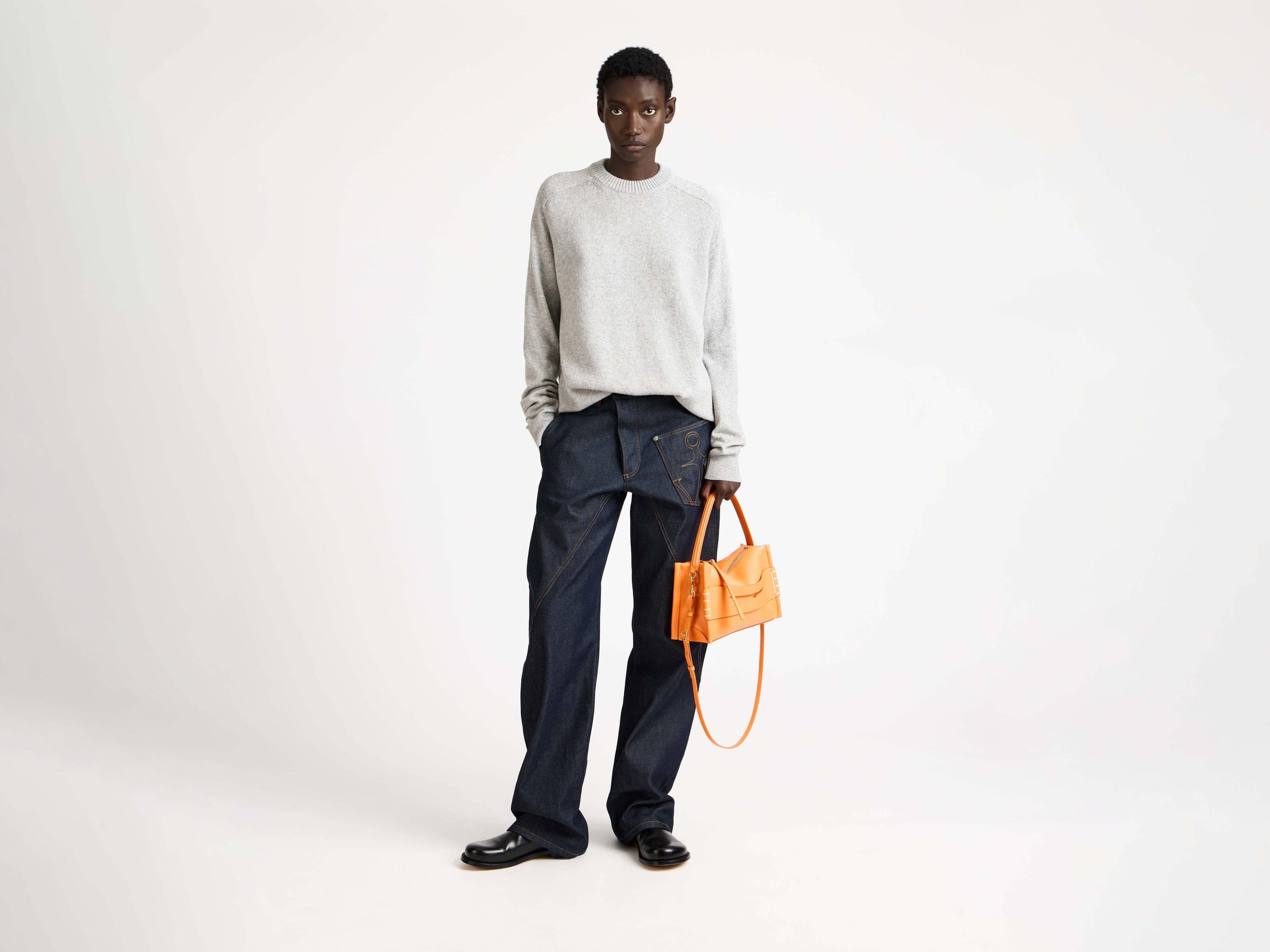 raglan jumper mid grey melange 1 Model Front 4