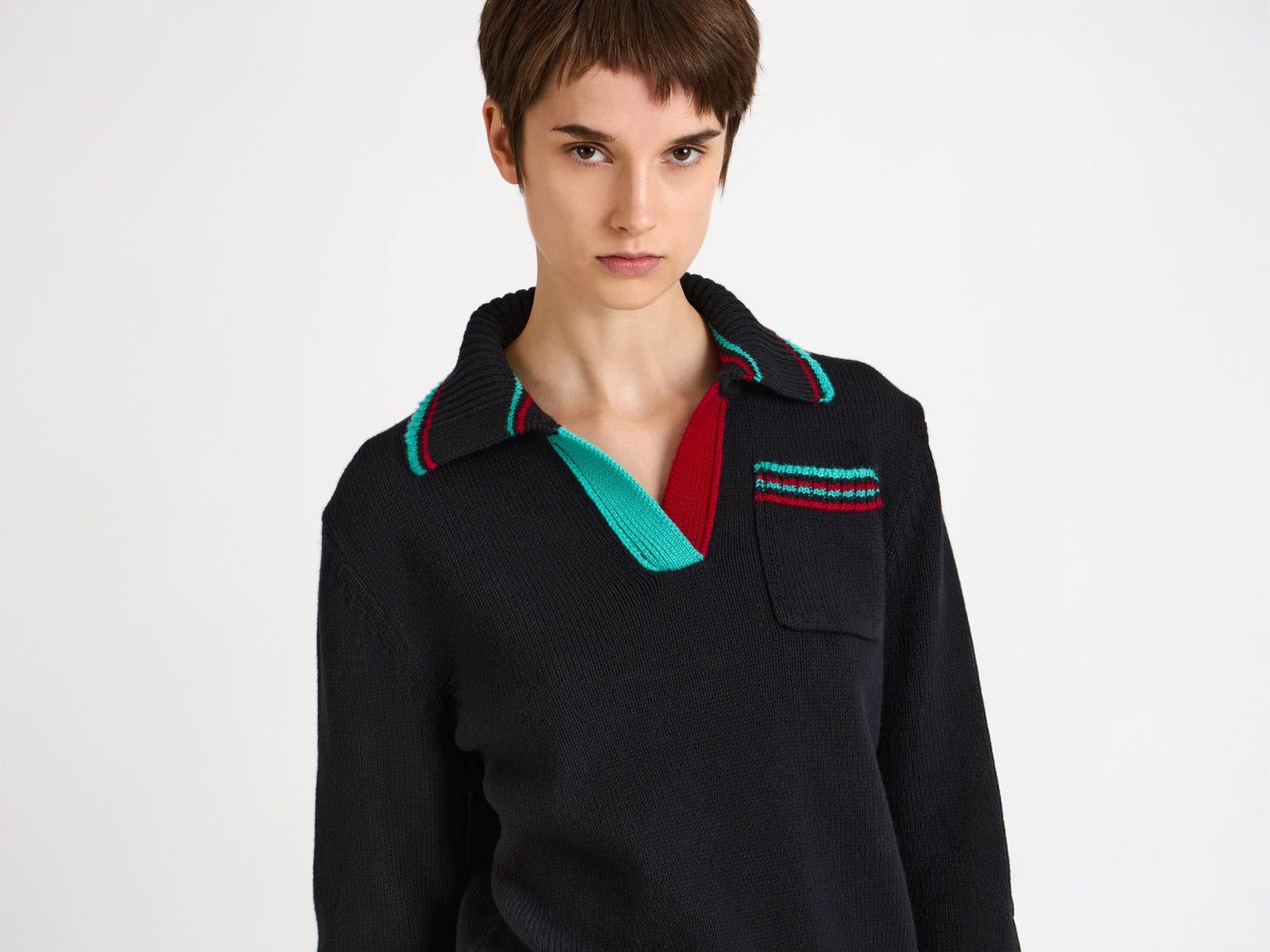 shrunken polo jumper black Model Detail 4