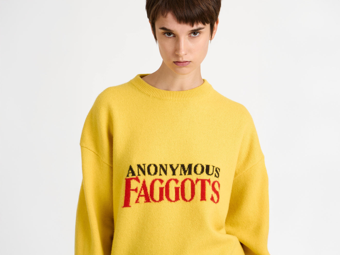 anonymous faggots jumper bright yellow Model Detail 7