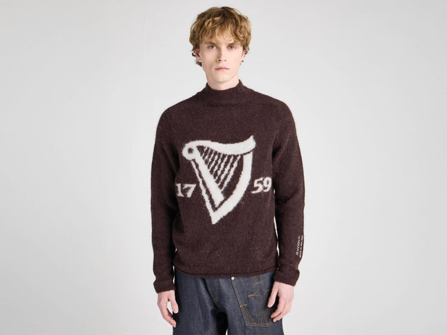 Unisex JW ANDERSON X GUINNESS HARP JUMPER IN DARK BROWN