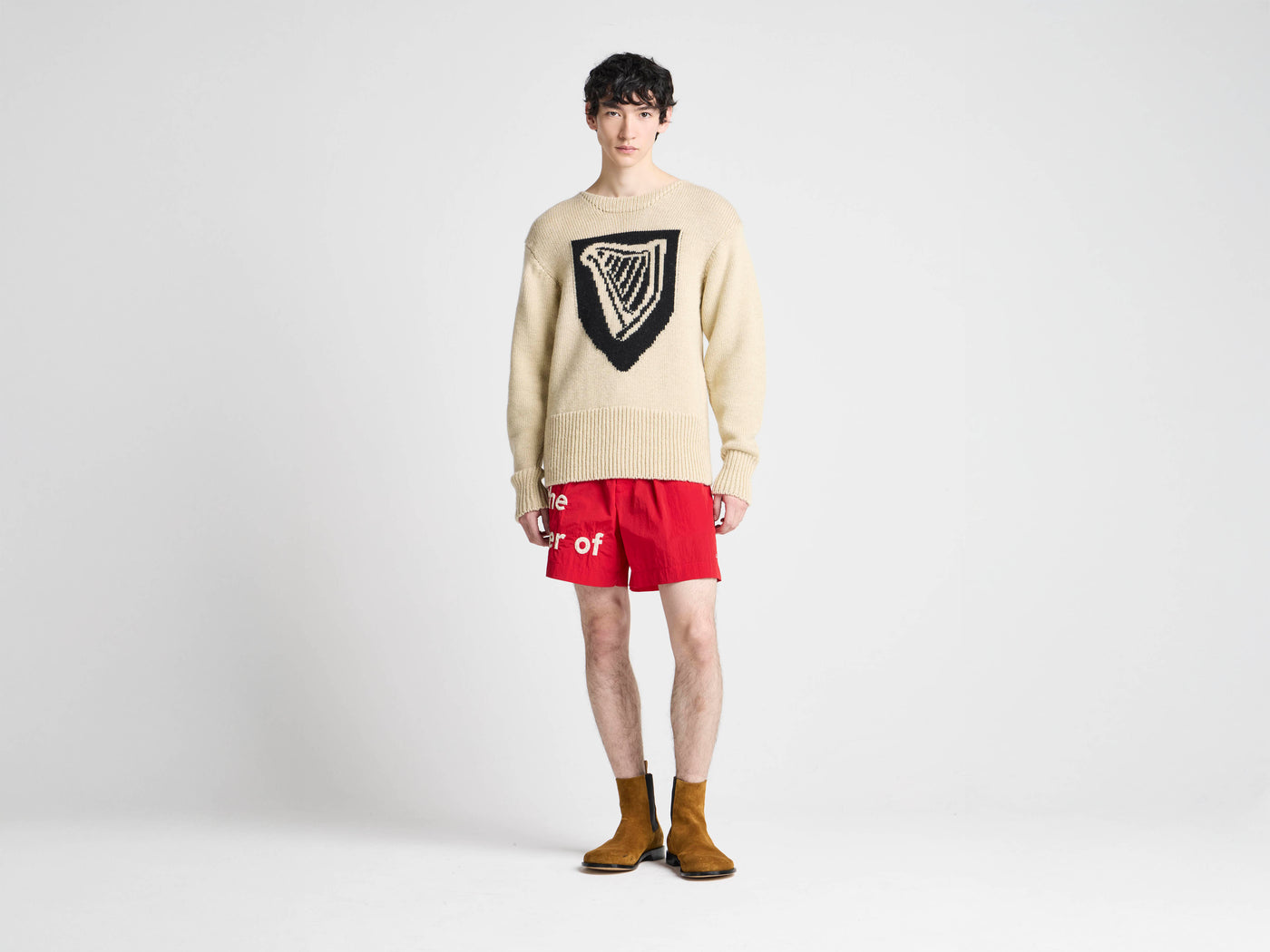 Unisex JW ANDERSON X GUINNESS SHIELD HARP JUMPER IN IVORY