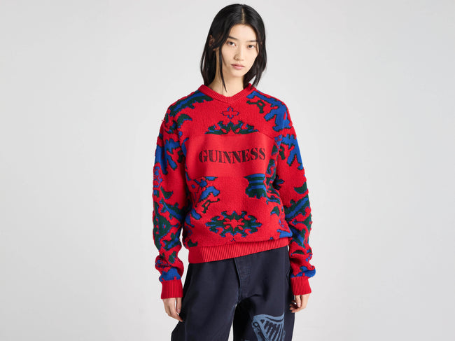 Unisex JW ANDERSON X GUINNESS CARPET JUMPER IN NAVY & RED