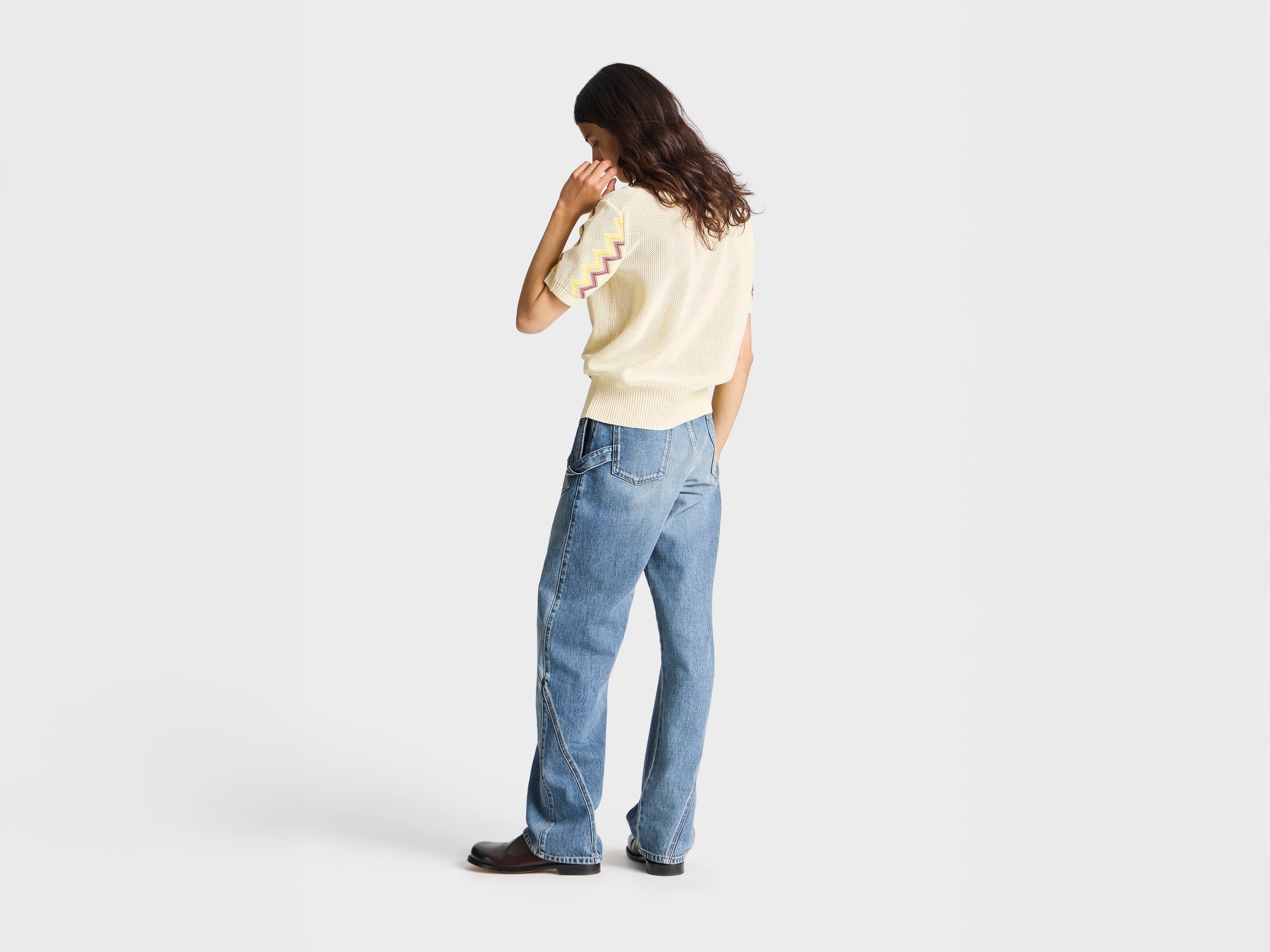 MENS CHEVERON JUMPER IN IVORY