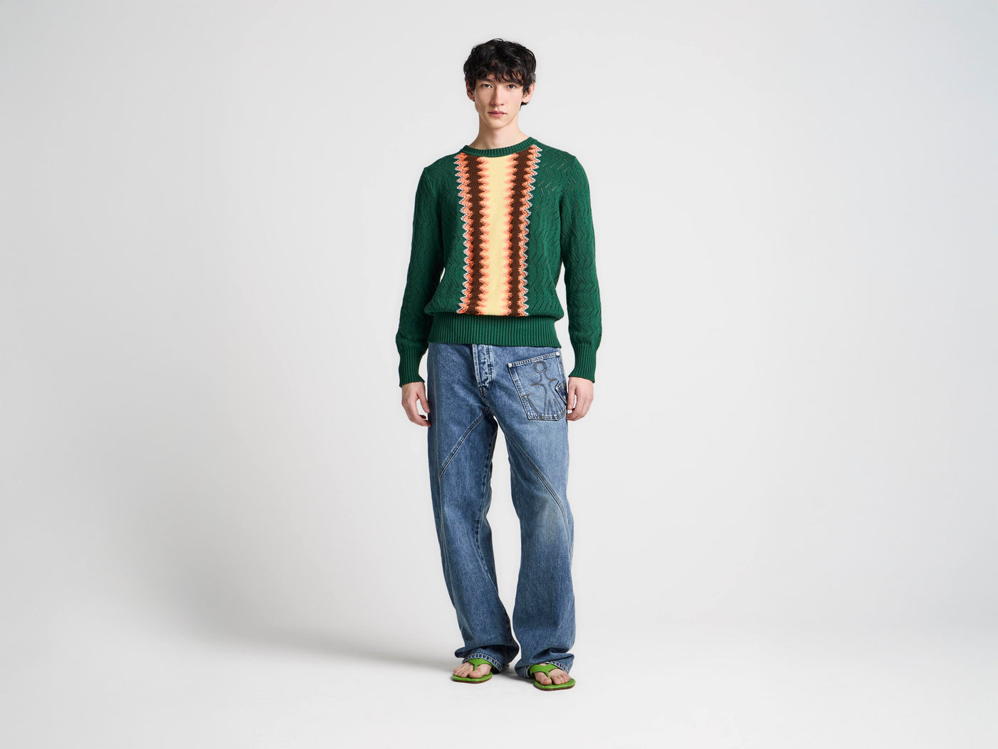 MENS CHEVERON JUMPER IN PINE