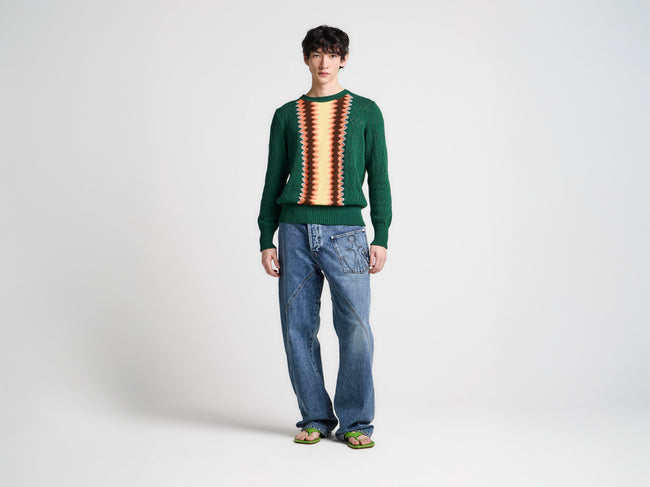 MENS CHEVERON JUMPER IN PINE
