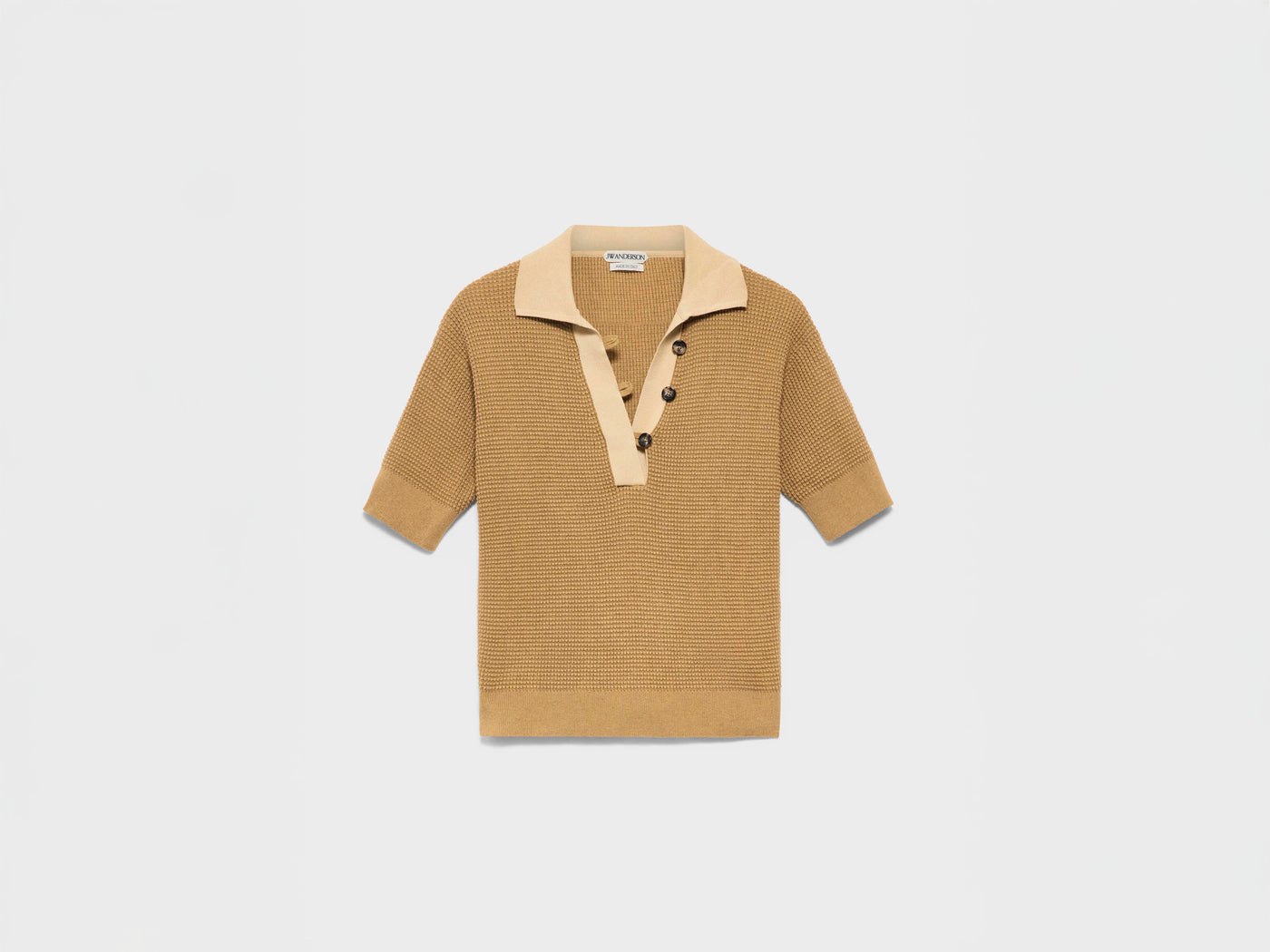 WOMENS KNITTED POLO TOP IN BUTTERSCOTCH
