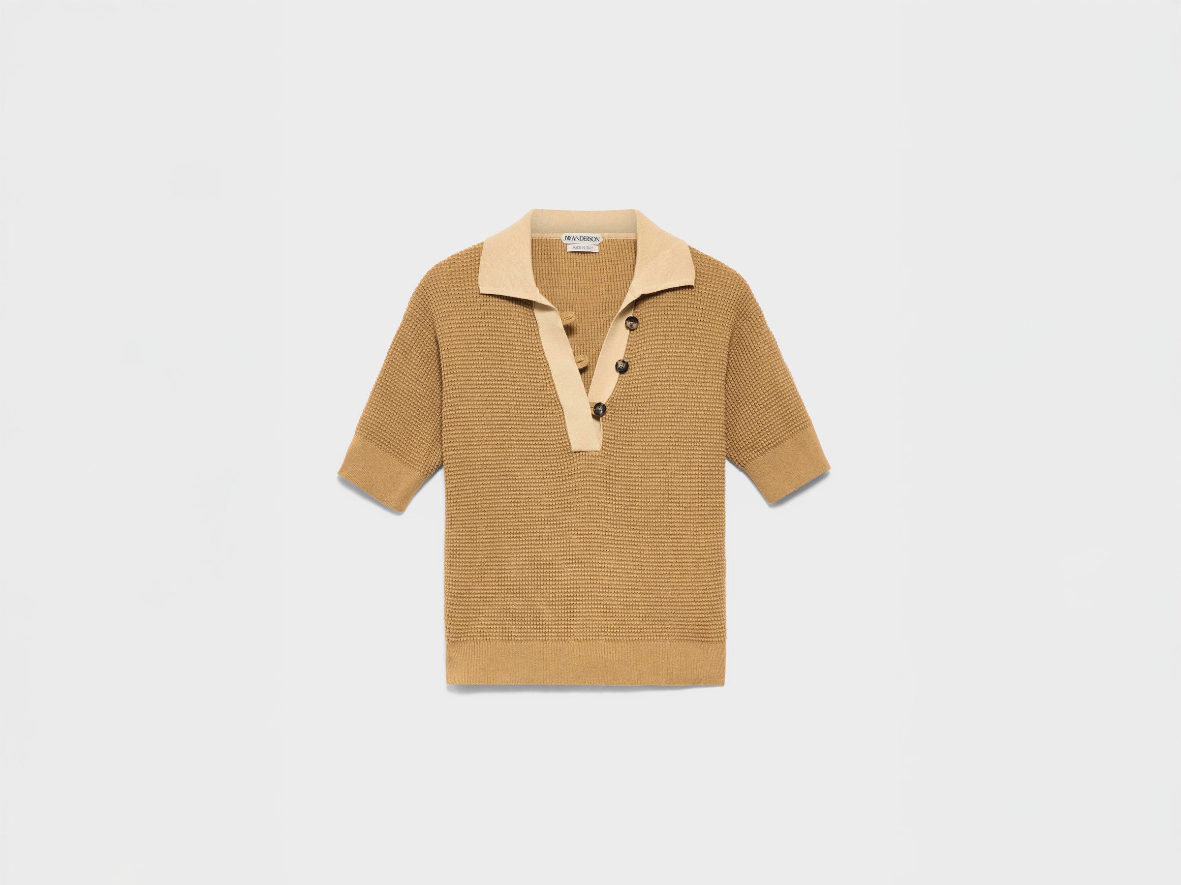 WOMENS KNITTED POLO TOP IN BUTTERSCOTCH