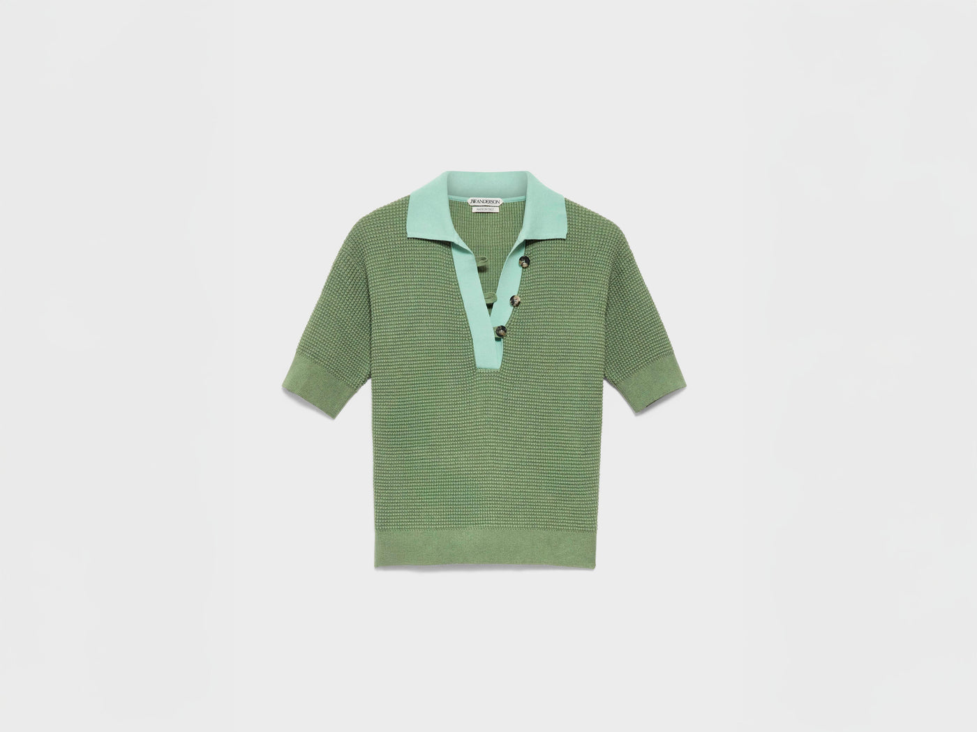 WOMENS KNITTED POLO TOP IN PEPPERMINT