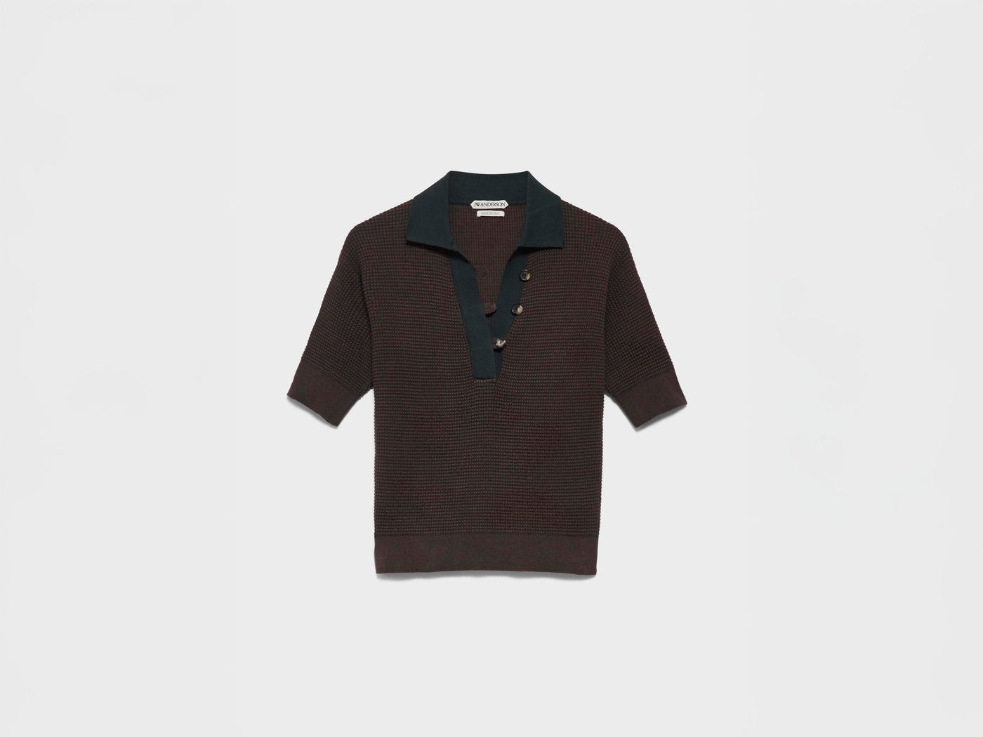 WOMENS KNITTED POLO TOP IN MILITARY GREEN