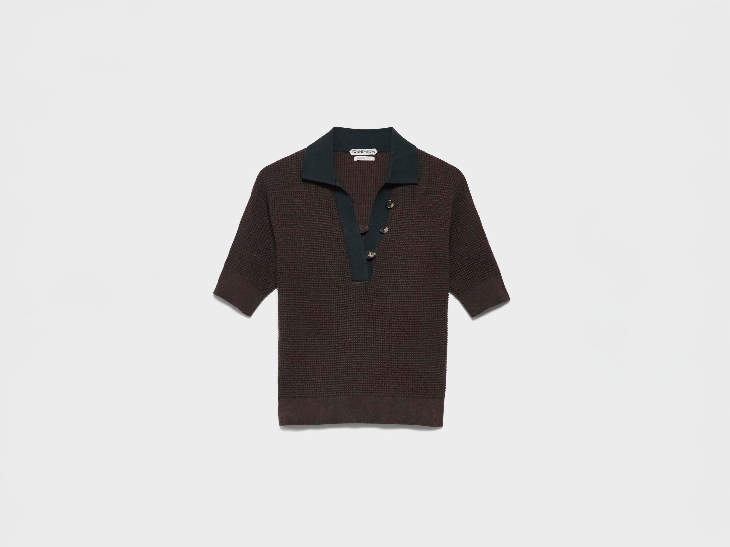 WOMENS KNITTED POLO TOP IN MILITARY GREEN