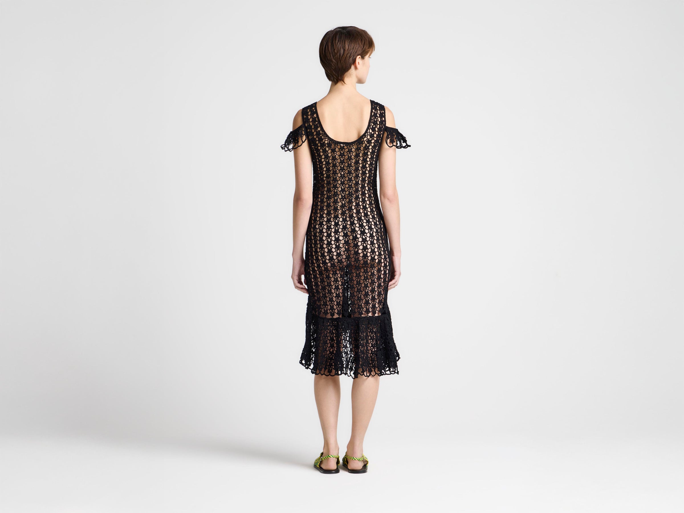 Womens Snowdrop Detail Crochet Dress In Black