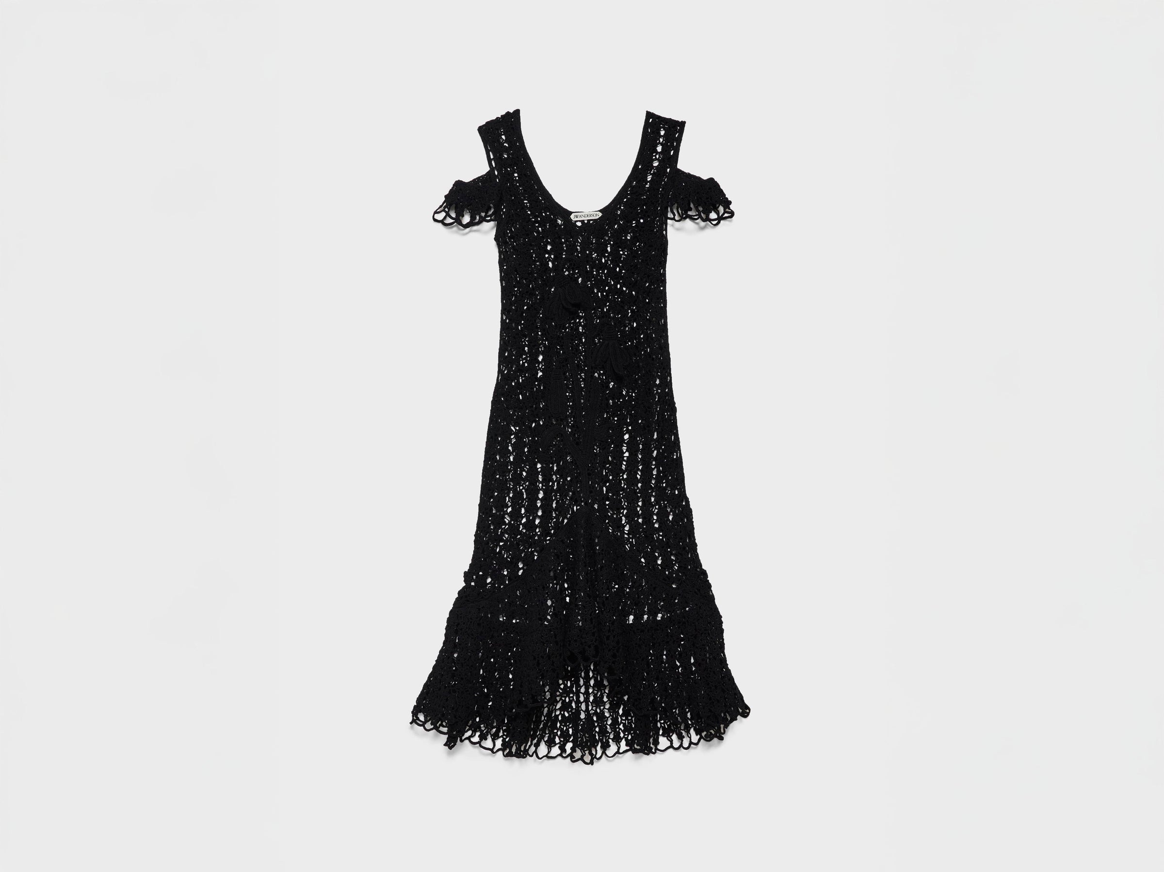 WOMENS SNOWDROP DETAIL CROCHET DRESS IN BLACK