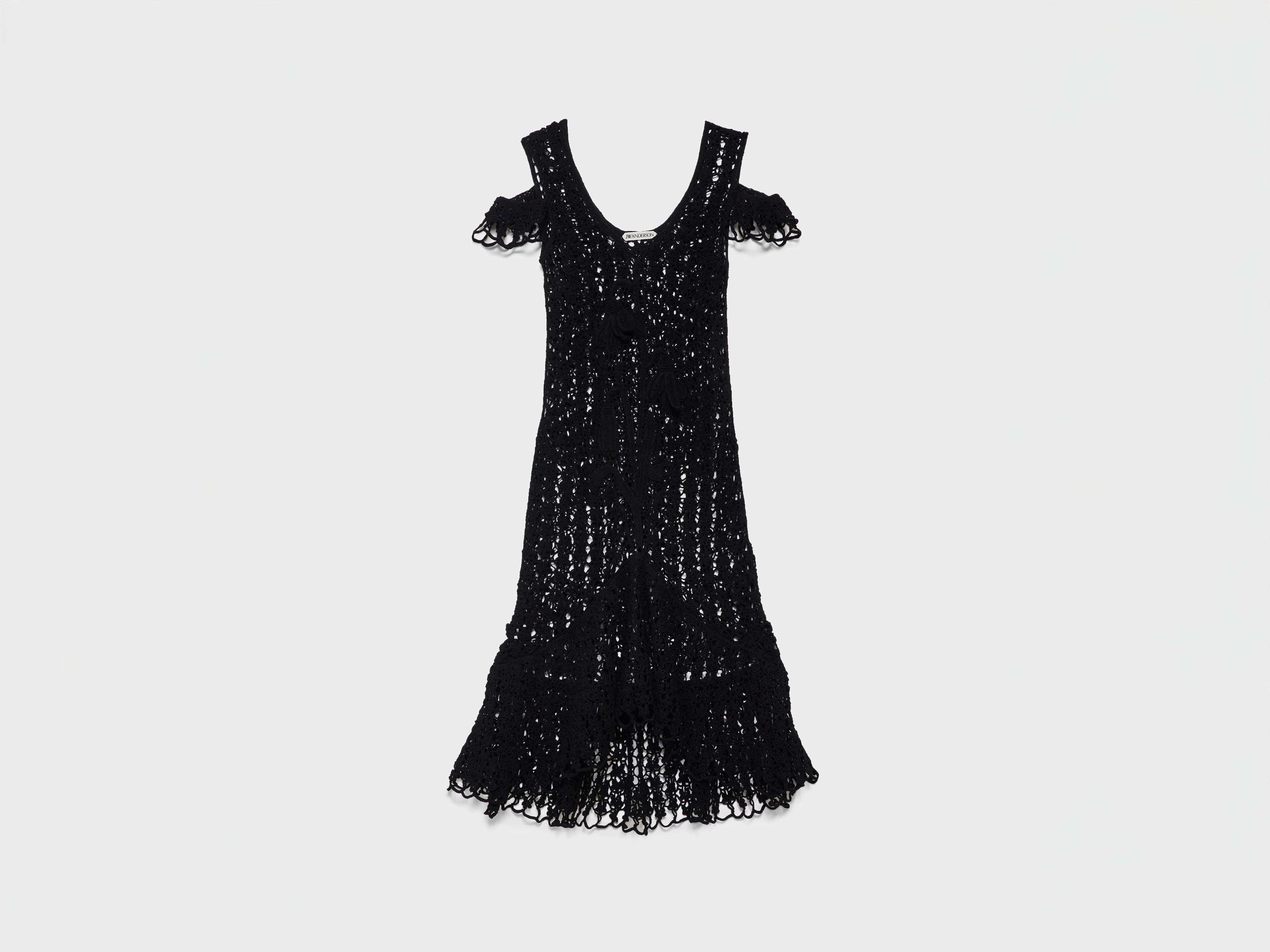 WOMENS SNOWDROP DETAIL CROCHET DRESS IN BLACK in BLACK KW1572YN0536999M |  JW Anderson AT
