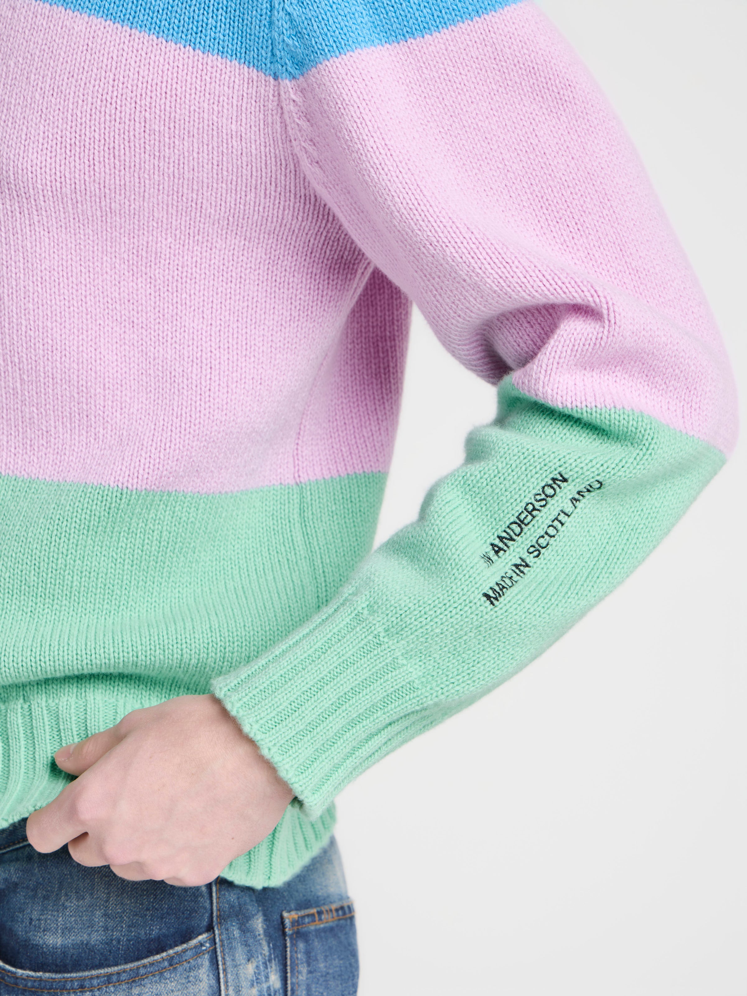 MENS KNITTED STRIPE JUMPER IN CORNFLOWER BLUE