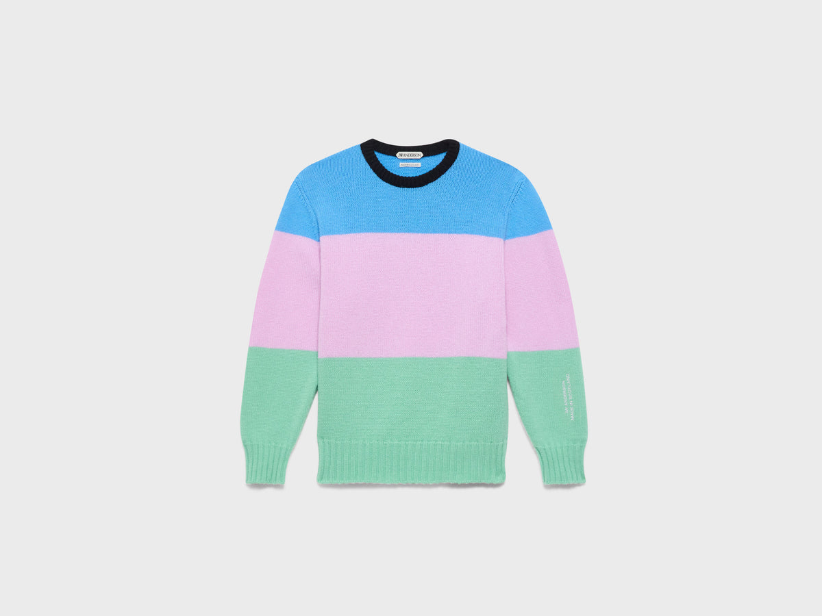 MENS KNITTED STRIPE JUMPER IN CORNFLOWER BLUE