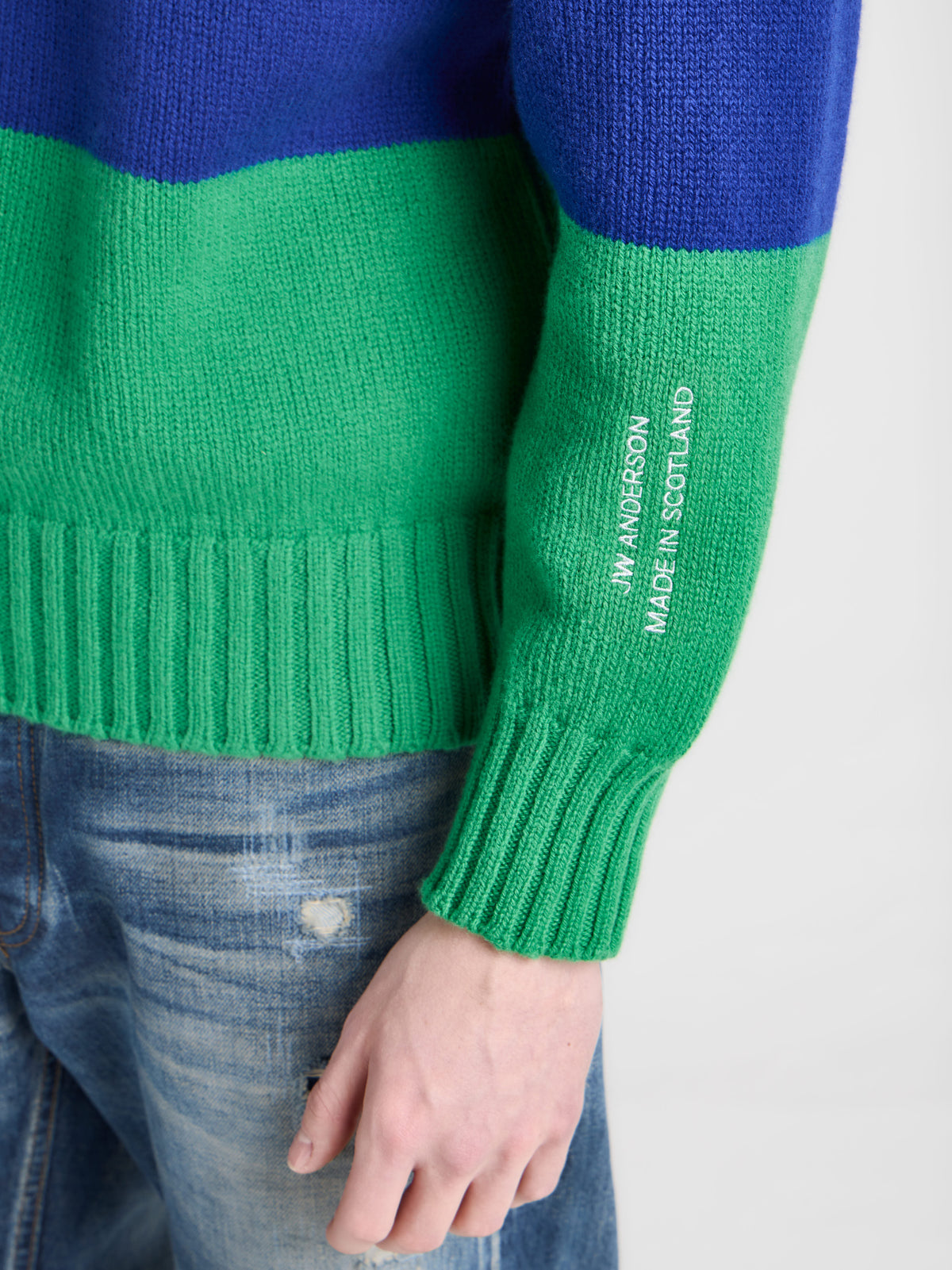 MENS KNITTED STRIPE JUMPER IN ROYAL BLUE