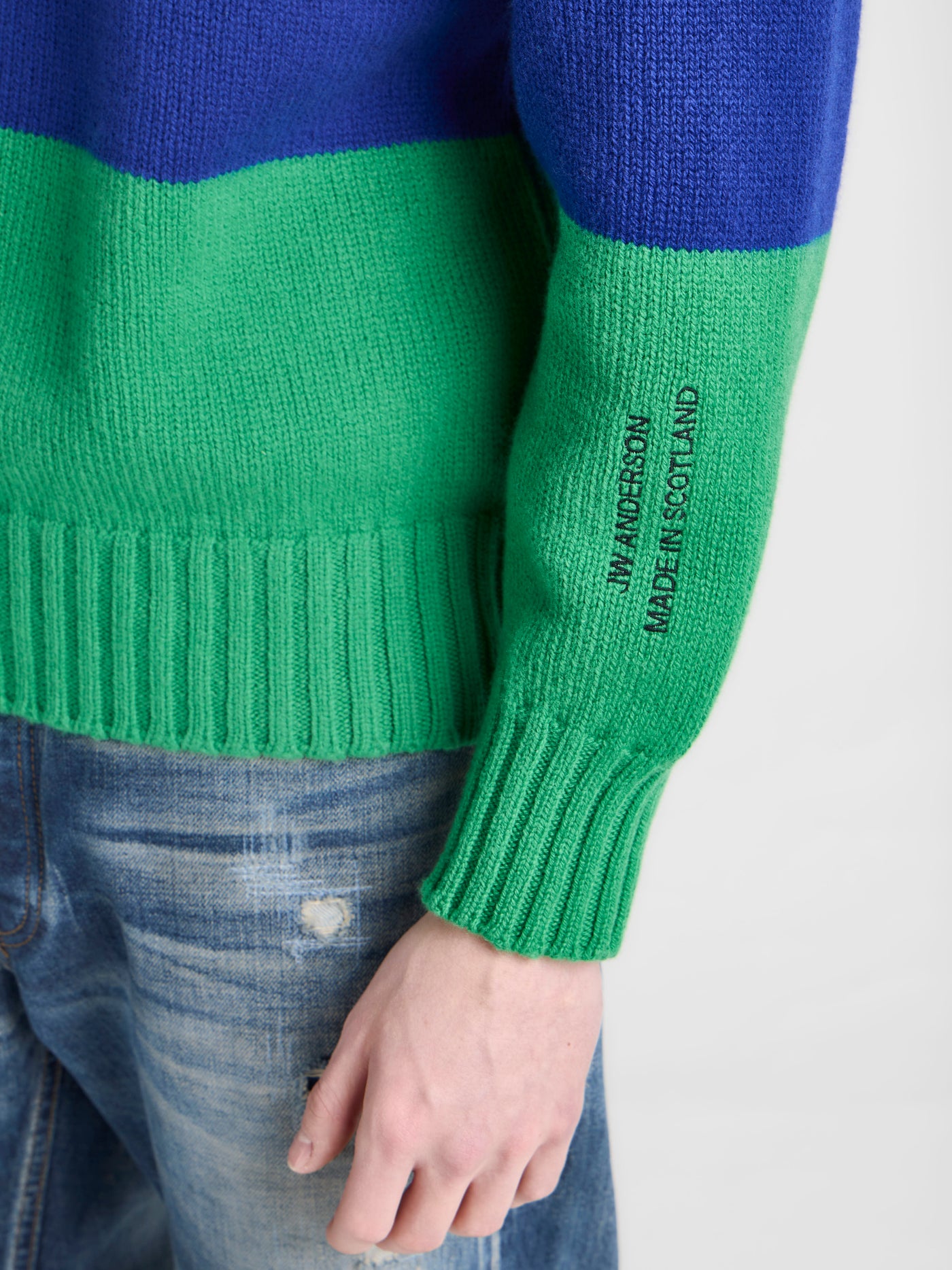 MENS KNITTED STRIPE JUMPER IN ROYAL BLUE