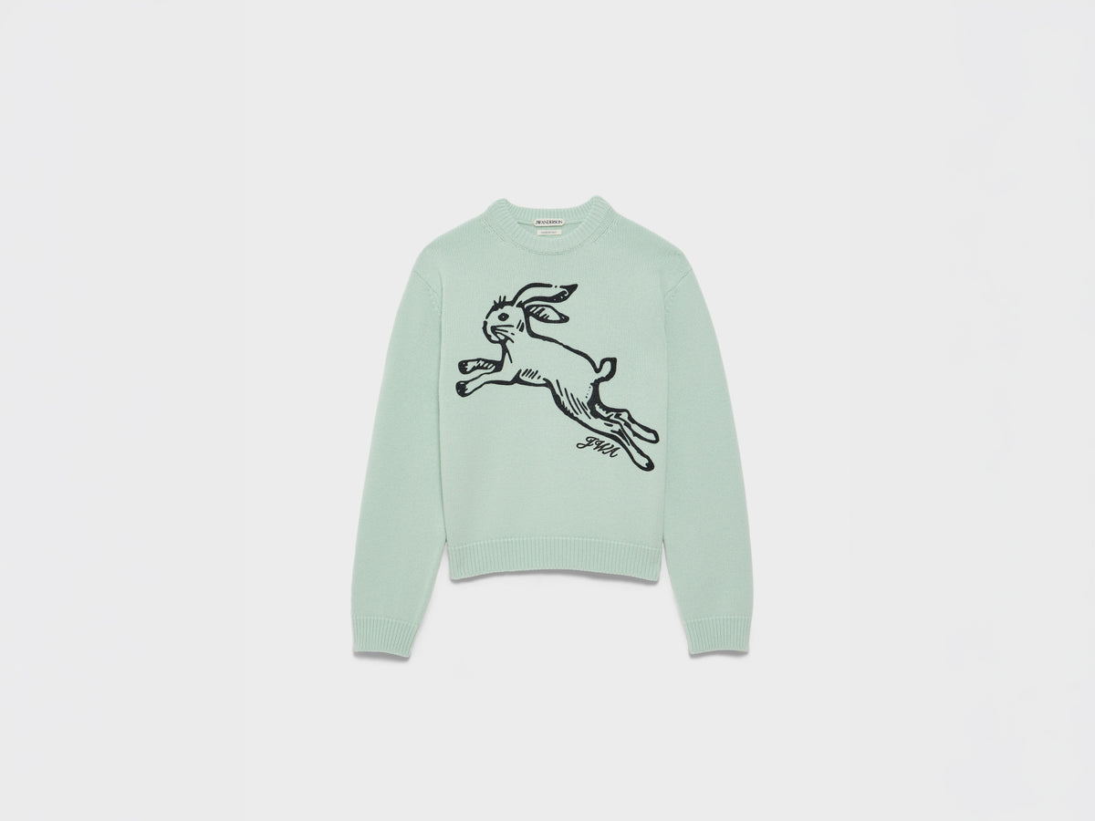 WOMEN'S KNITTED HARE JUMPER IN AQUA