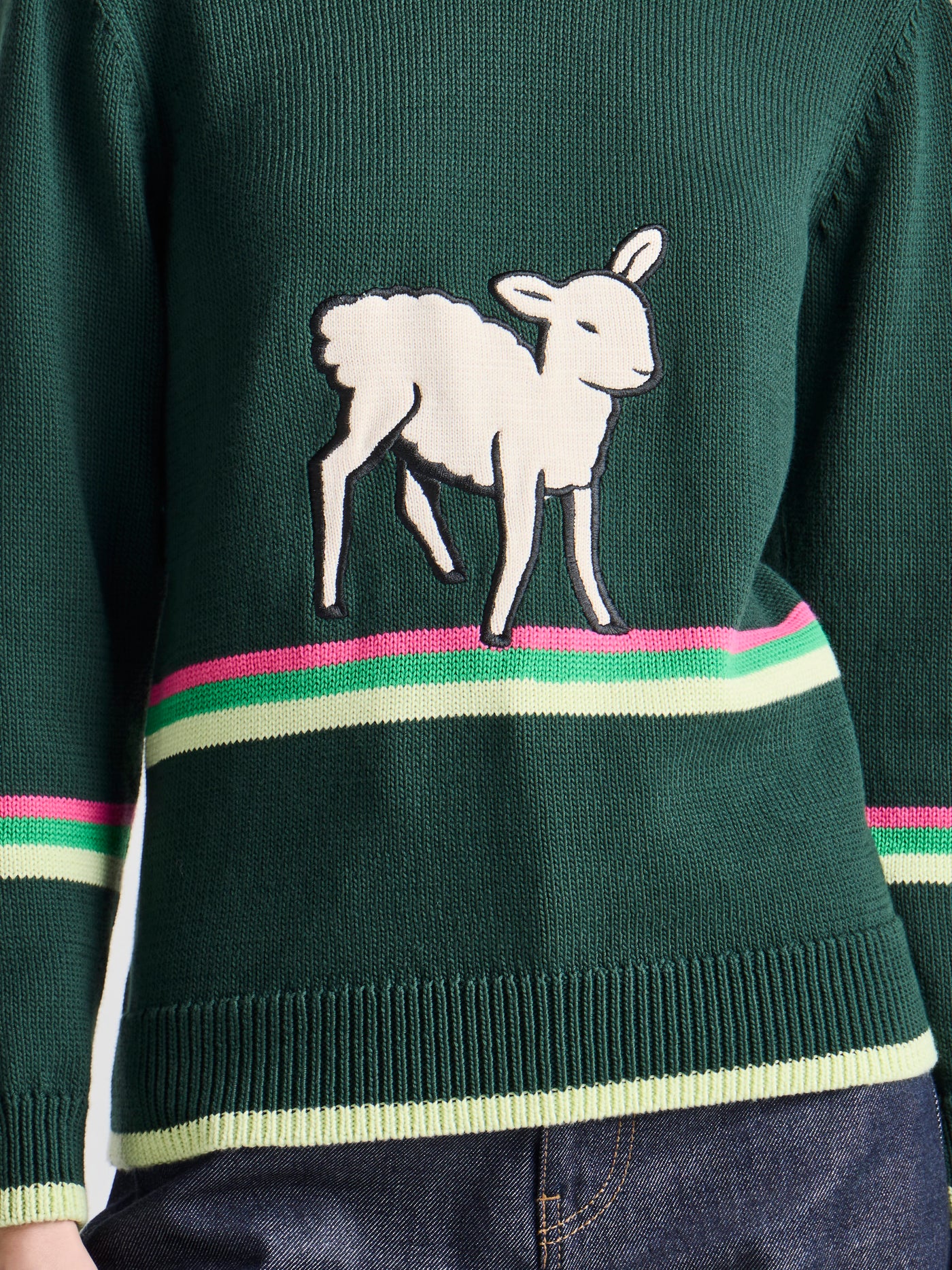 WOMENS SHEEP JUMPER IN DARK GREEN