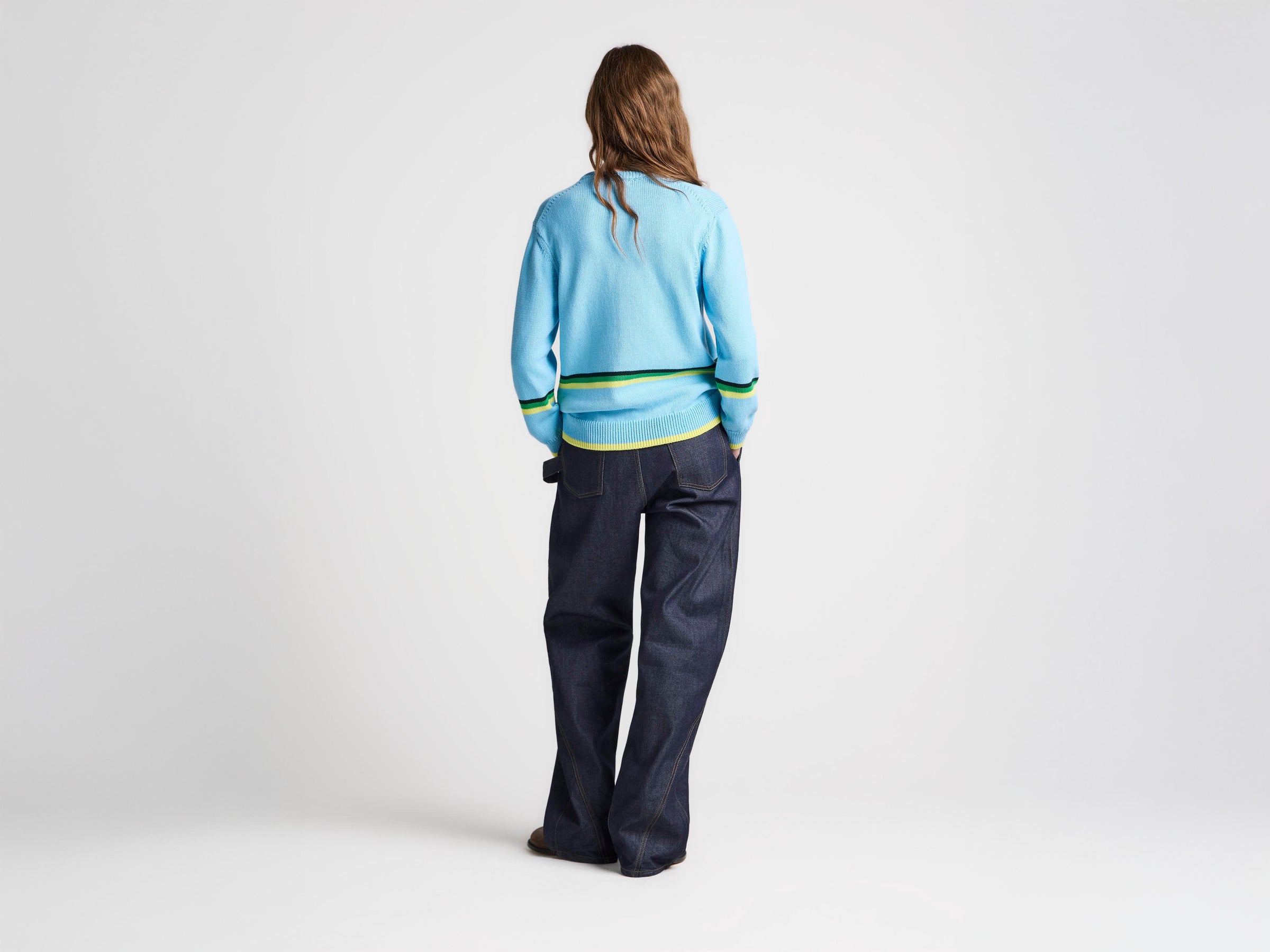 WOMENS CAR JUMPER IN SKY BLUE