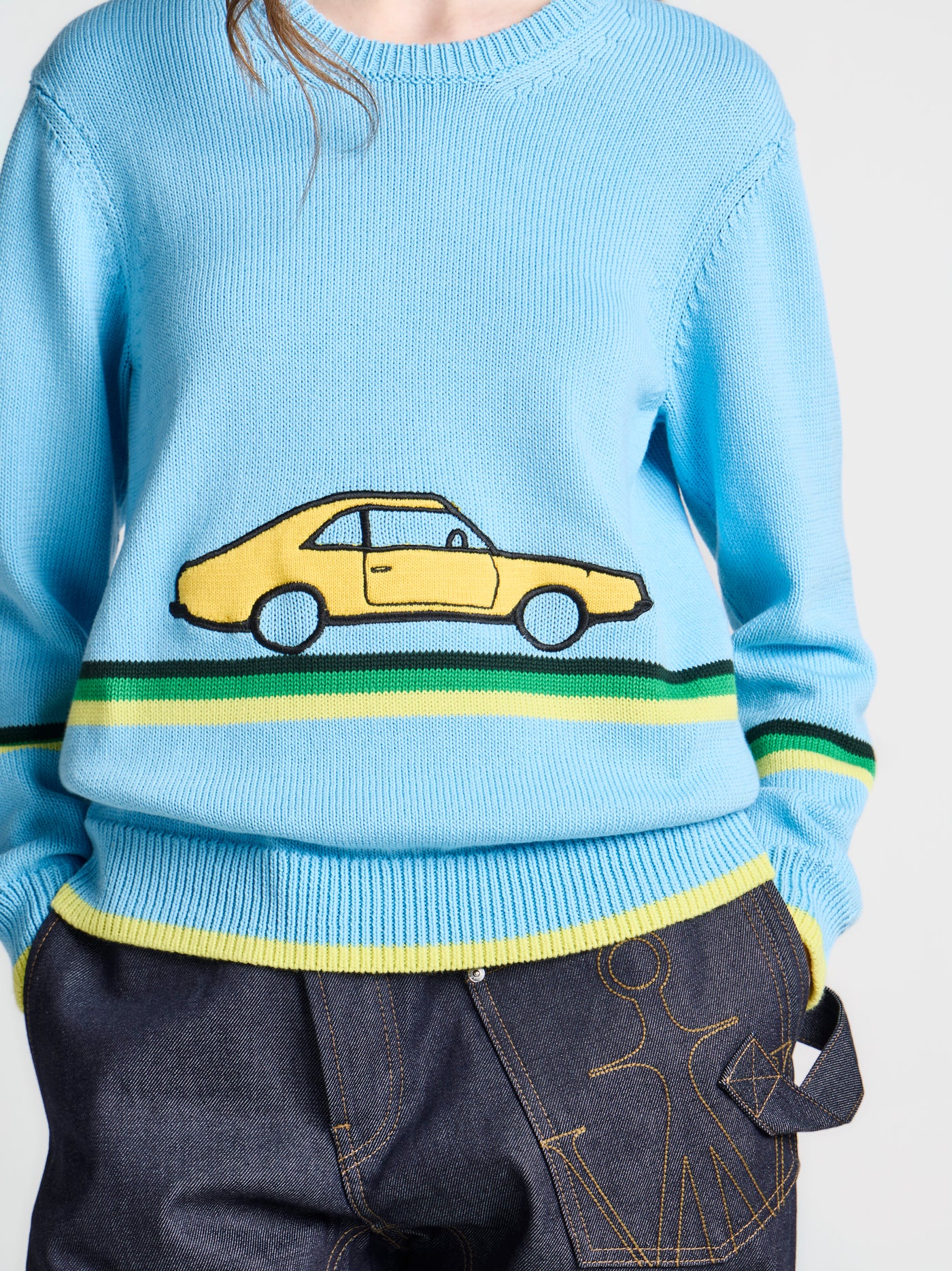 WOMENS CAR JUMPER IN SKY BLUE