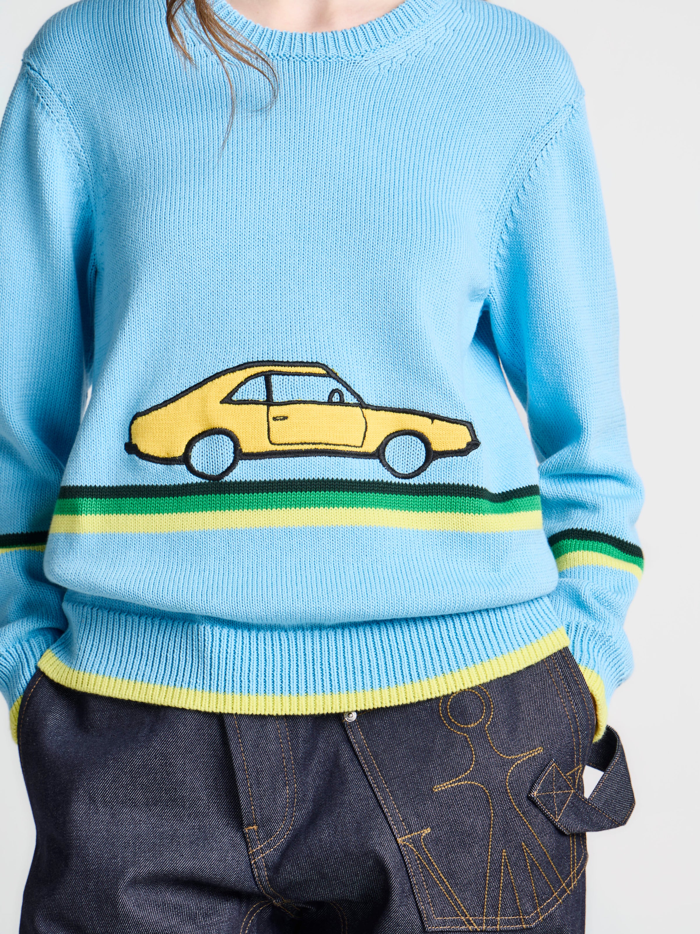WOMENS CAR JUMPER IN SKY BLUE