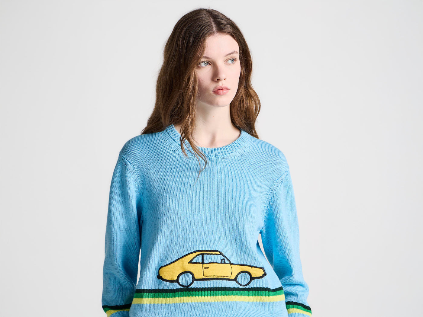 WOMENS CAR JUMPER IN SKY BLUE