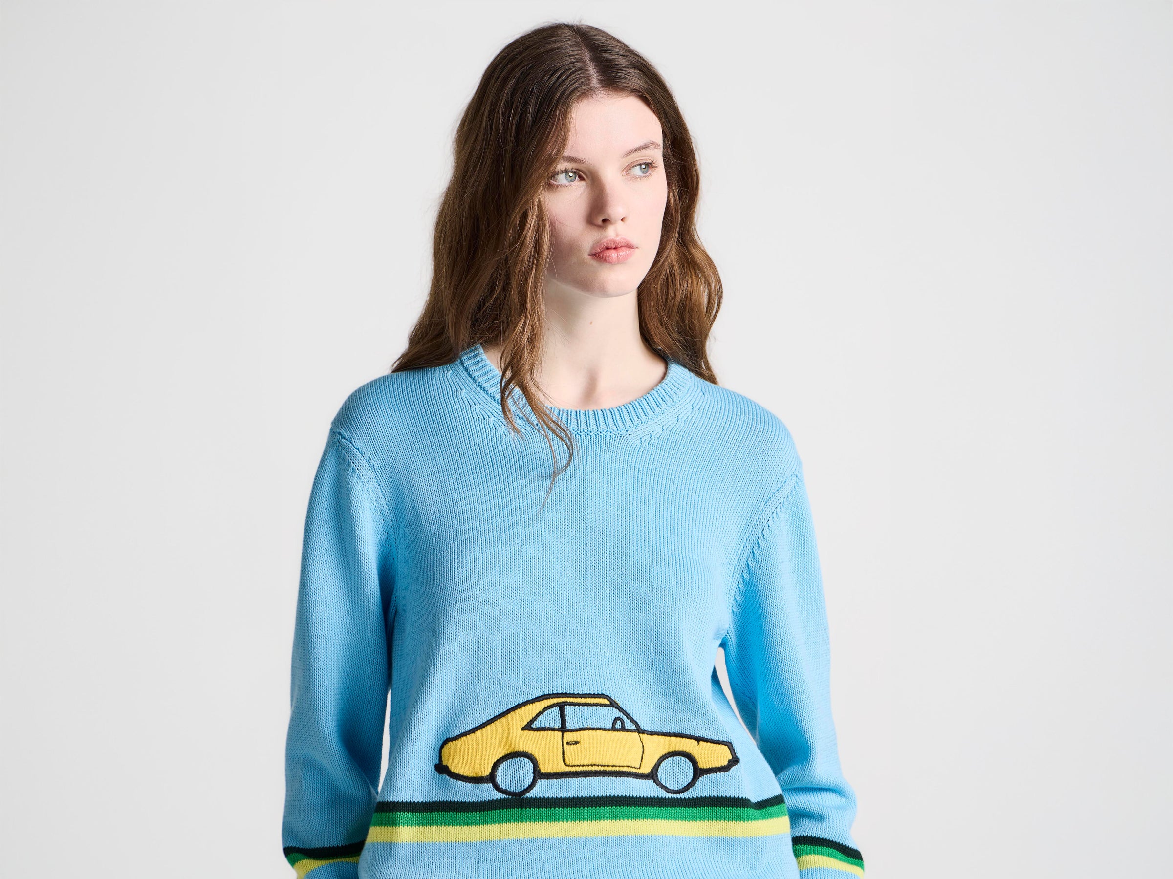 WOMENS CAR JUMPER IN SKY BLUE