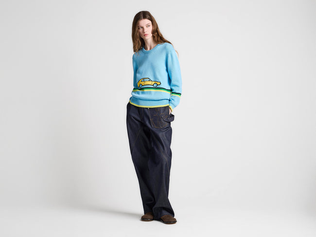WOMENS CAR JUMPER IN SKY BLUE