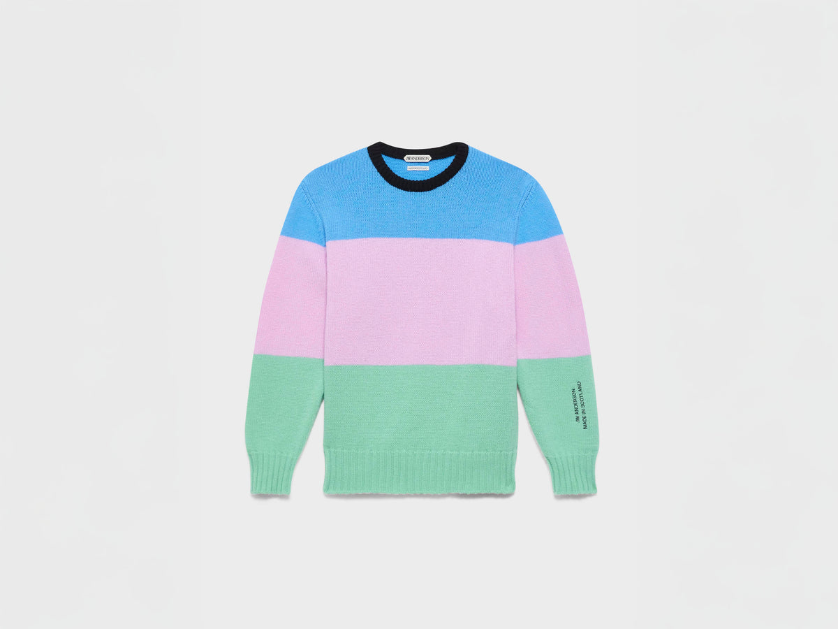 WOMENS KNITTED STRIPE JUMPER IN CORNFLOWER BLUE
