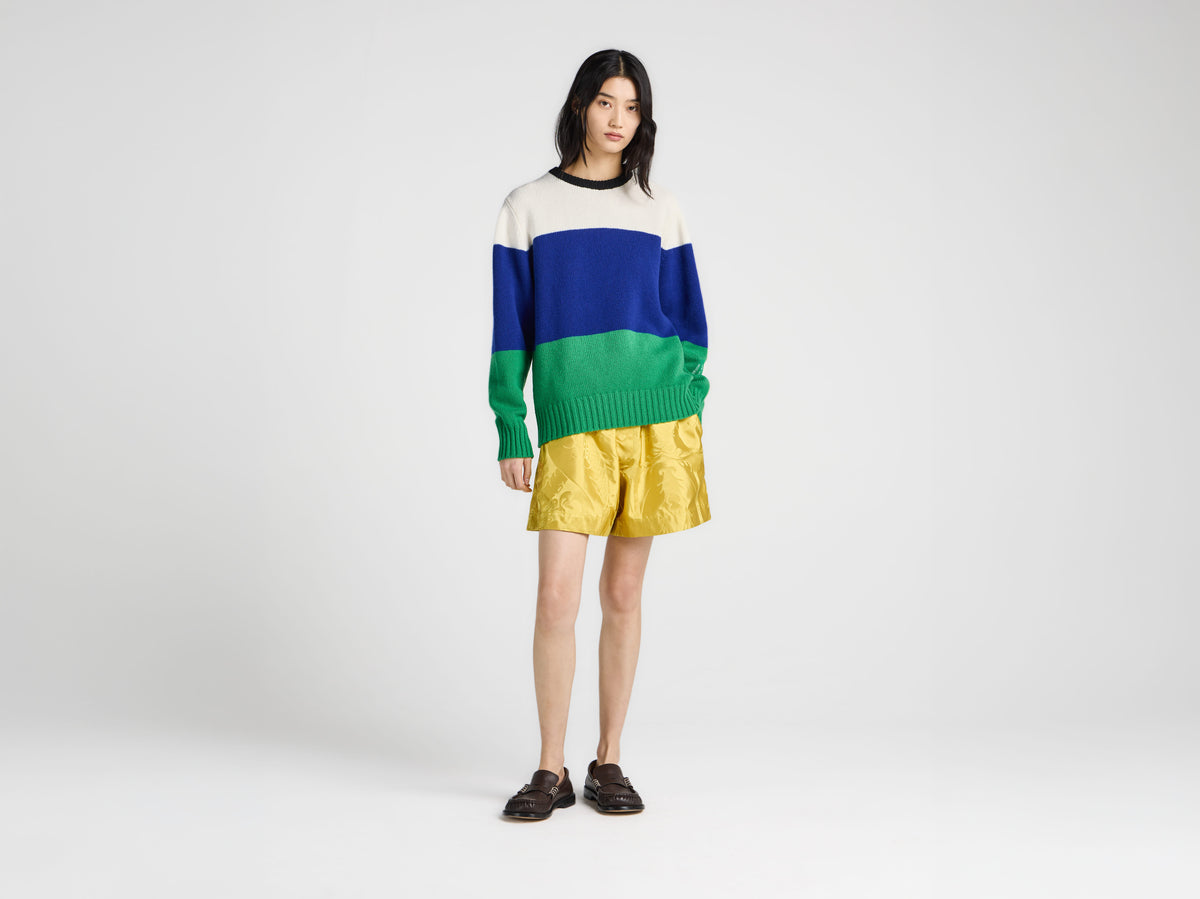 WOMENS KNITTED STRIPE JUMPER IN ROYAL BLUE