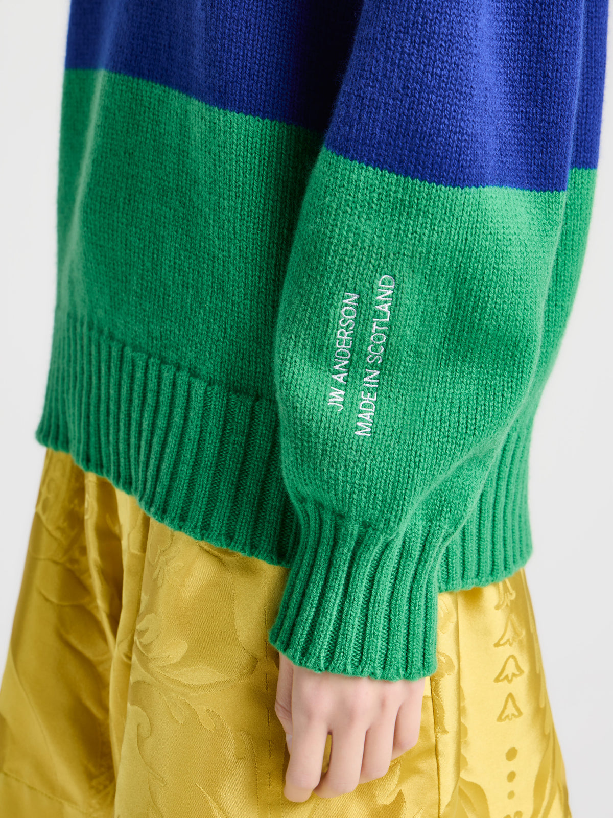 WOMENS KNITTED STRIPE JUMPER IN ROYAL BLUE