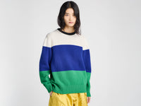 WOMENS KNITTED STRIPE JUMPER IN ROYAL BLUE